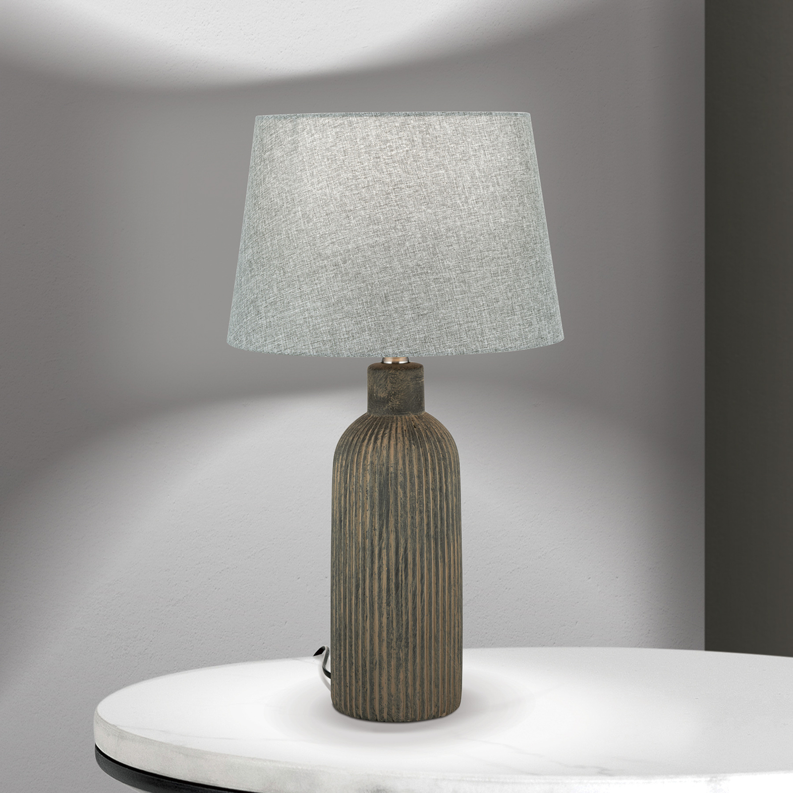 Orchid table lamp, brown/grey, height 53.5 cm, ceramic/linen