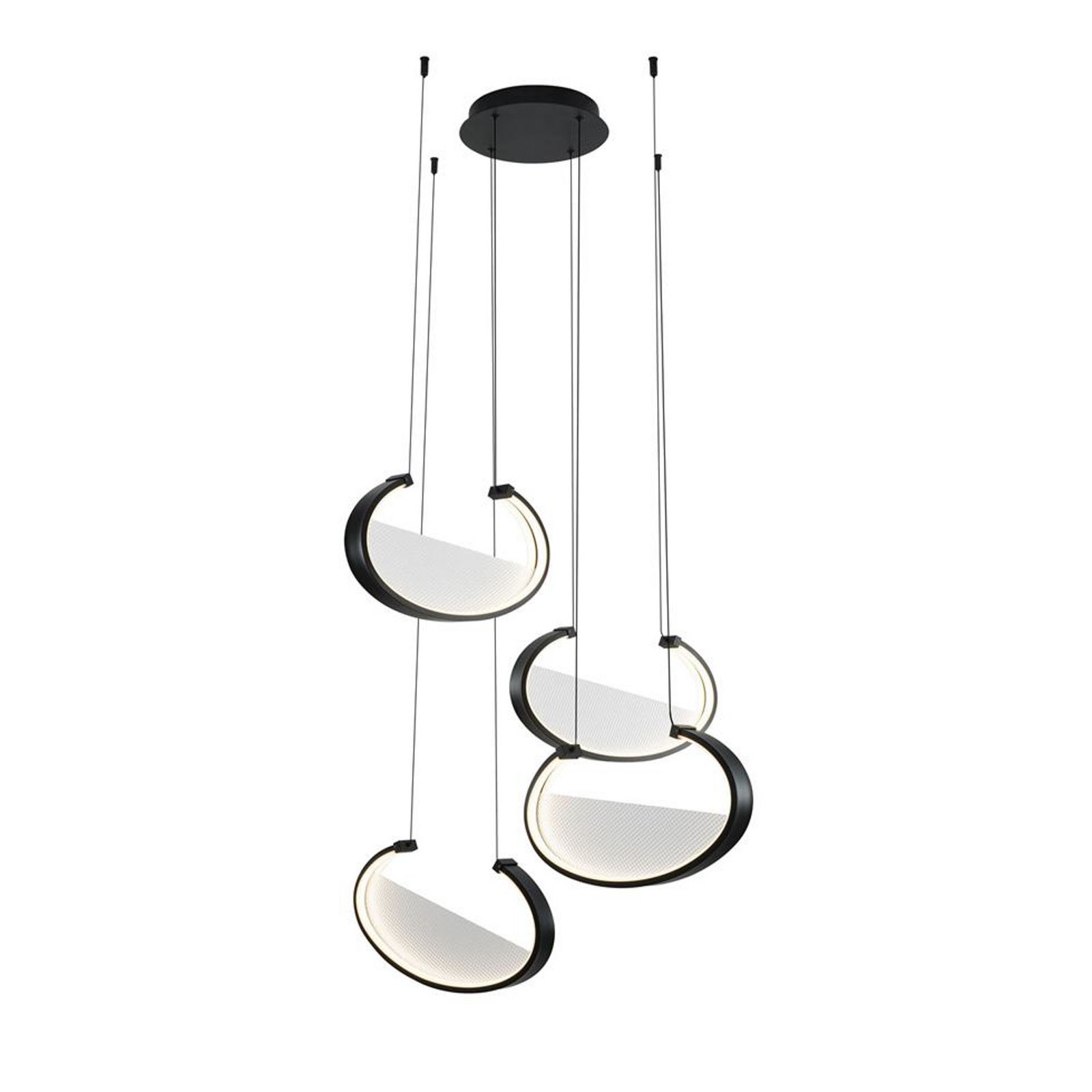 Lampada LED a sospensione Adele, Ø 75 cm, nero, metallo, a 4 luci.
