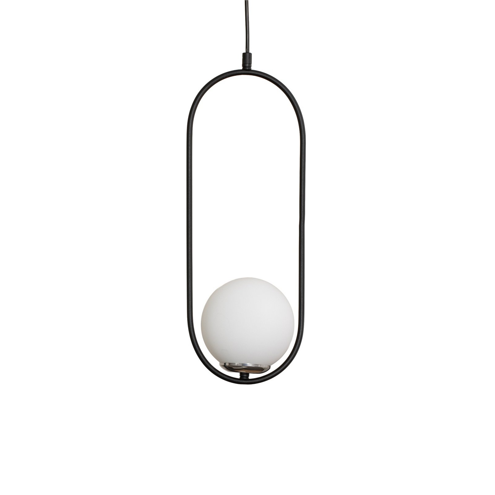 Mudoni pendant light, black/white, glass, metal, E27