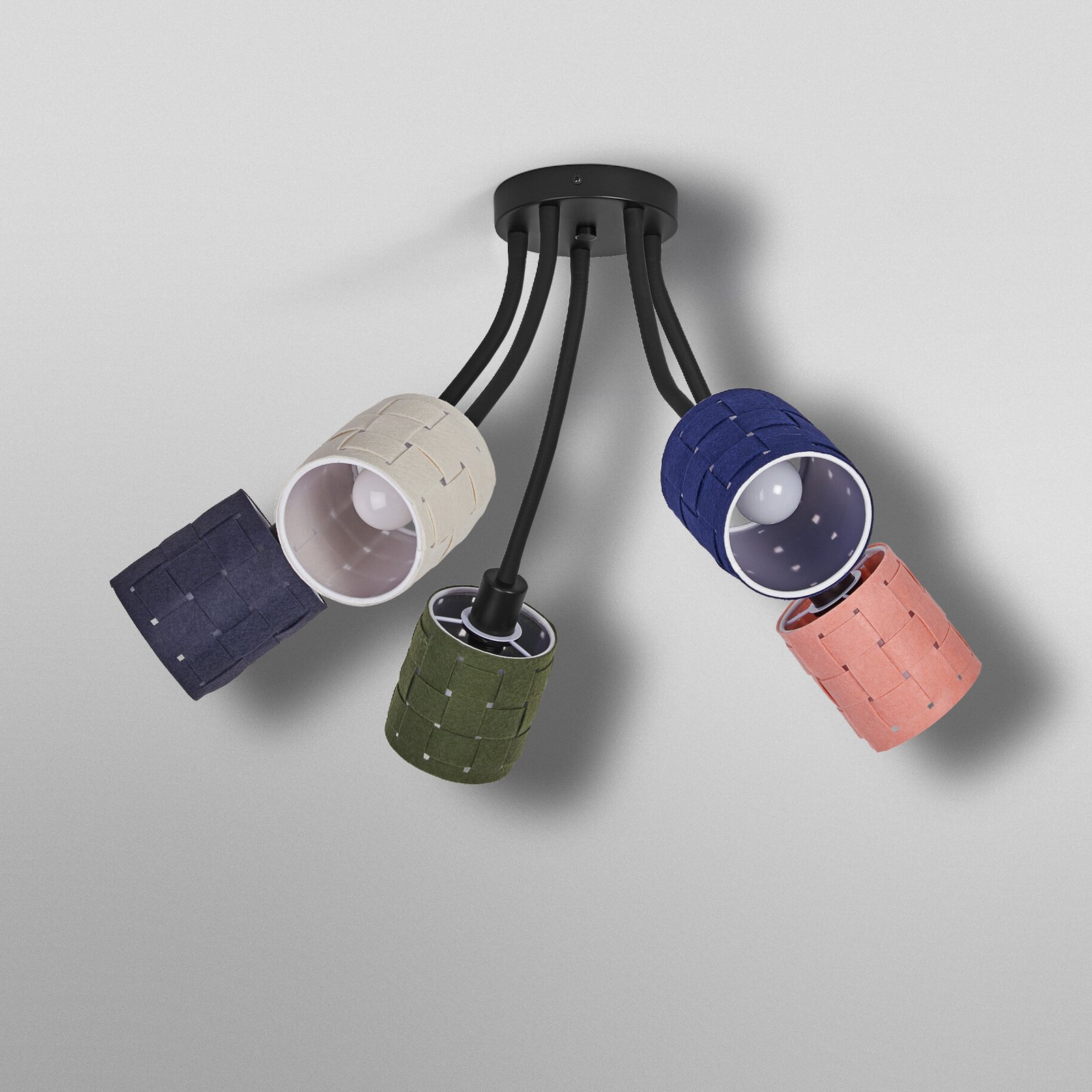 OSRAM Decor Felt Weaving Cans ceiling lamp, colourful, 5-bulb, E14