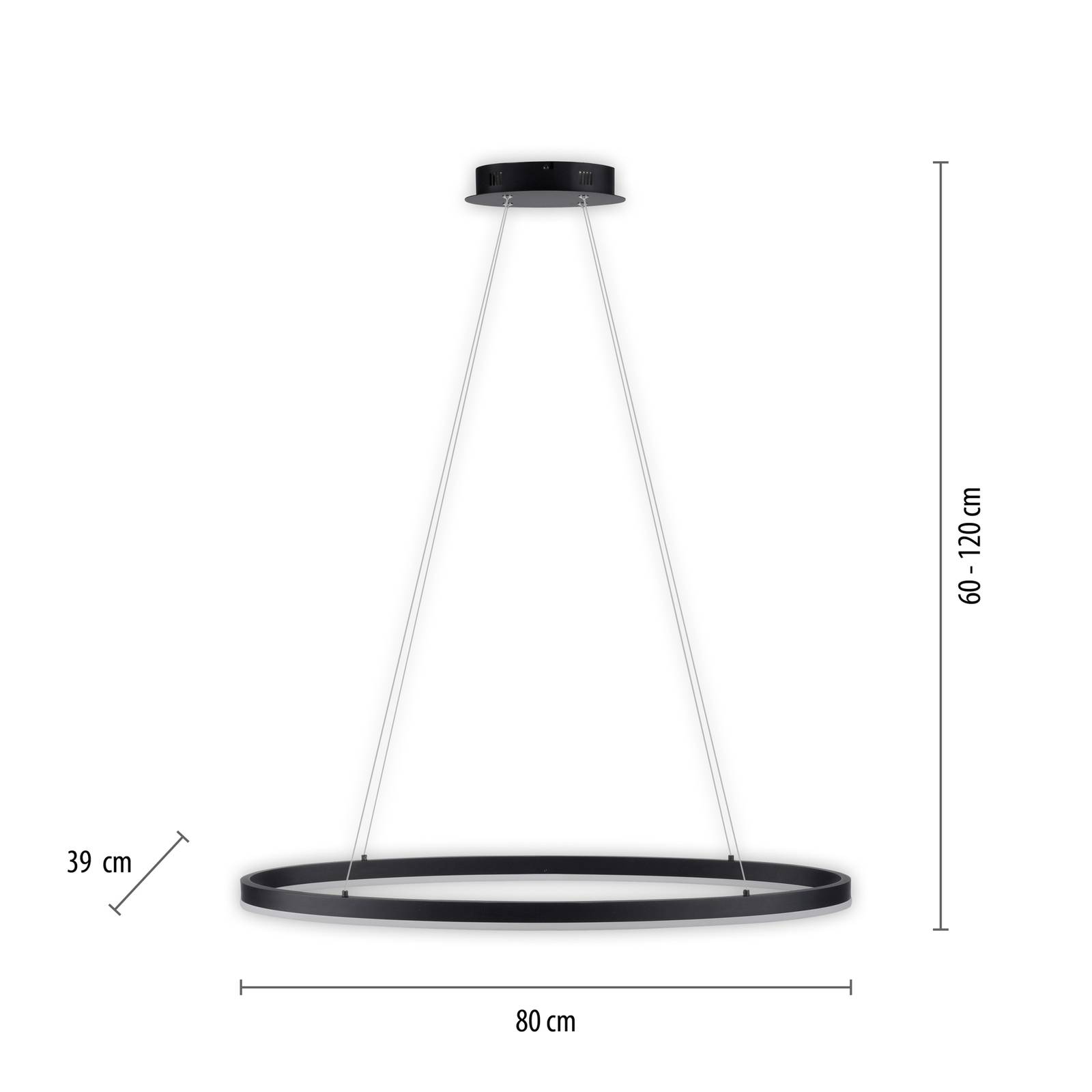 Lampa wisząca LED Paul Neuhaus Titus, owalna 80x39cm