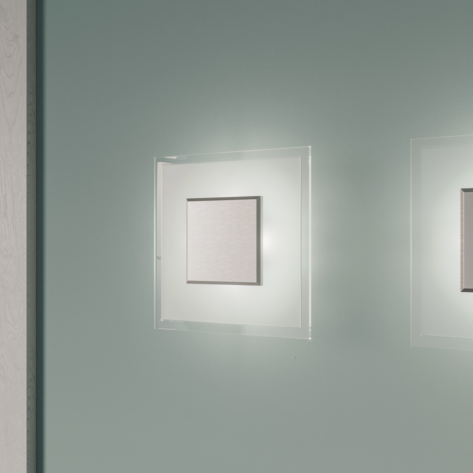 Quadratische LED-Wandleuchte Lole aus Glas