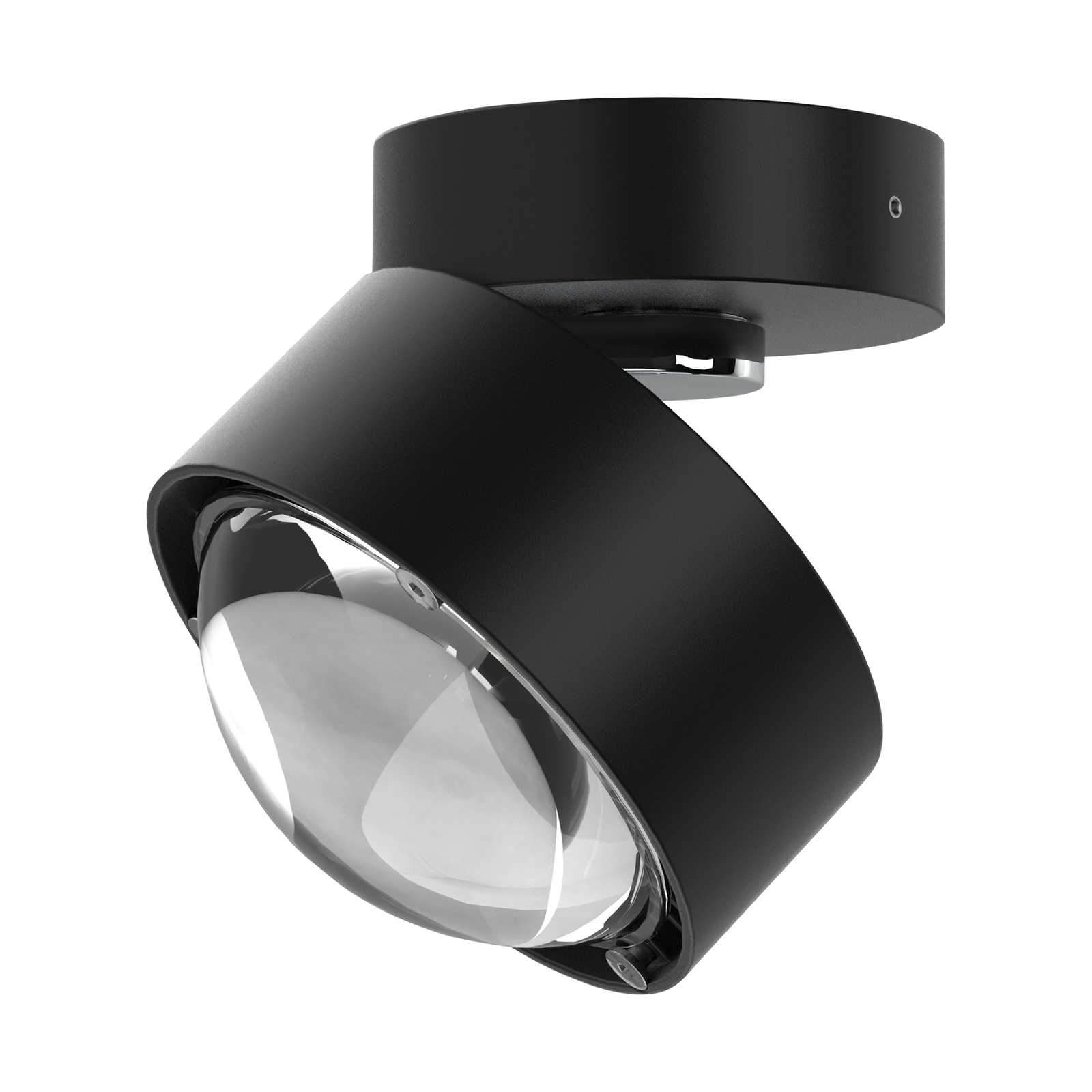 Puk Mini Move LED, lente transparente, preto mate/cromo