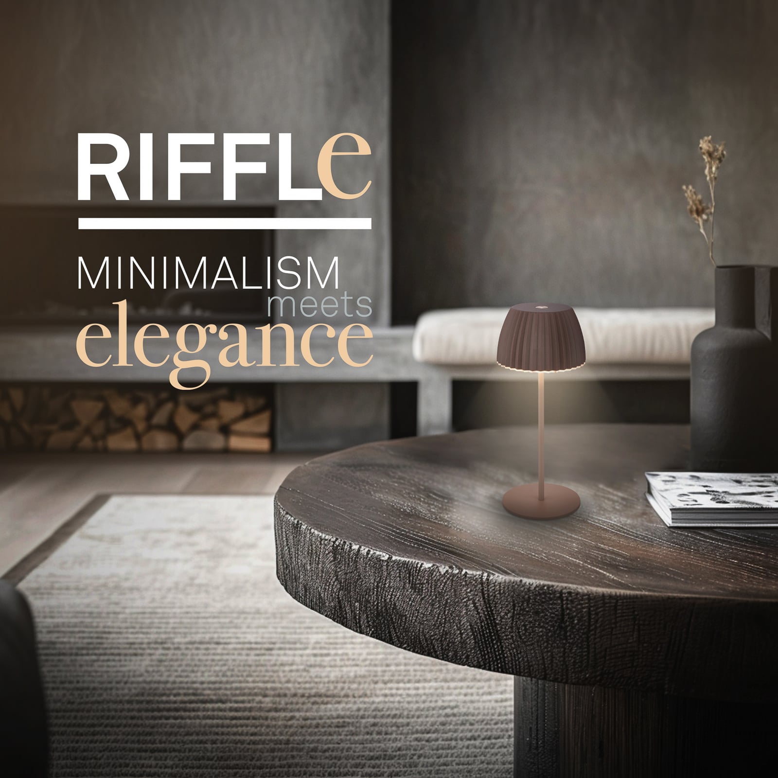 LED акумулаторна настолна лампа Brilo unplugged Riffle, 20 cm, умбрасанд