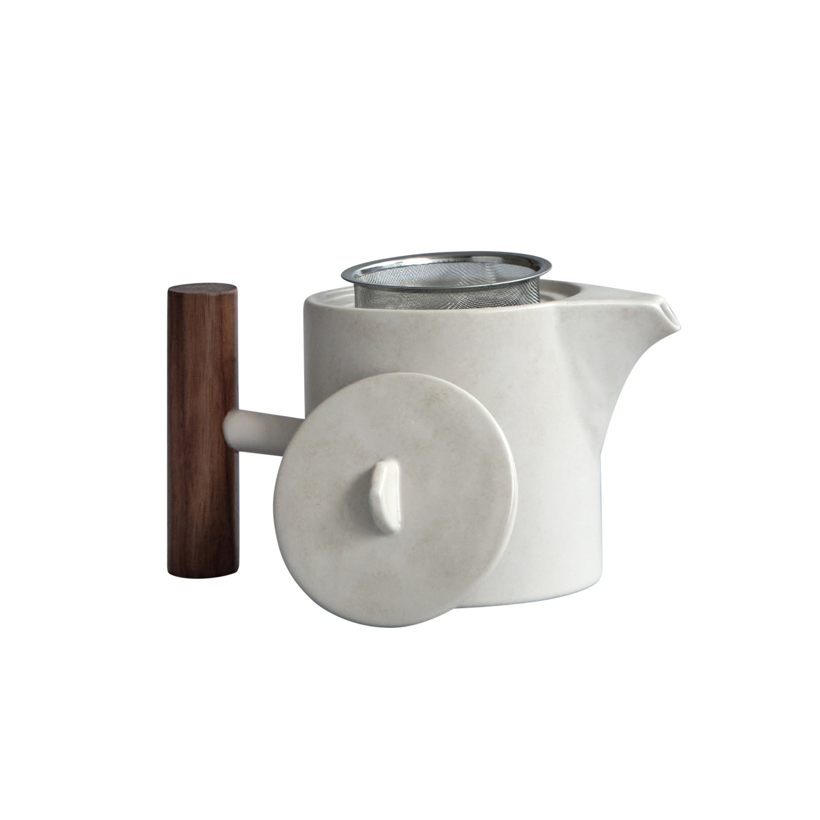 Dzbanek do herbaty Native, wysokość 11 cm, kamień/drewno, biały – 101 Copenhagen