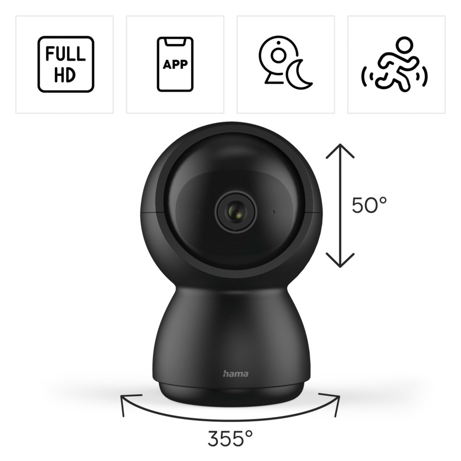 Hama WLAN Indoor-Kamera smart, 2-Wege-Audio Sensor beweglich