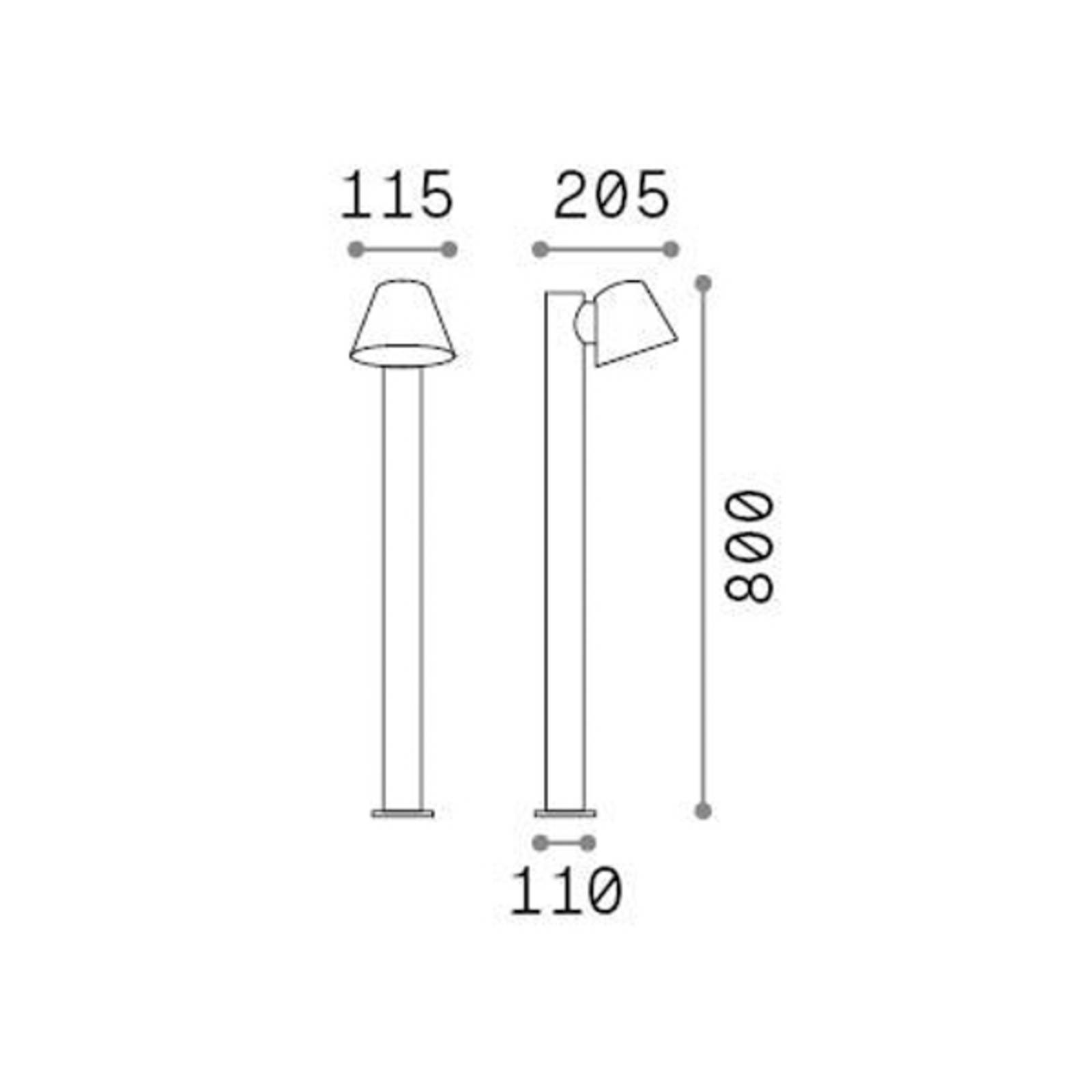 Ideallux Ideal Lux Borne lumineuse gaz, noir, aluminium, hauteur 80 cm