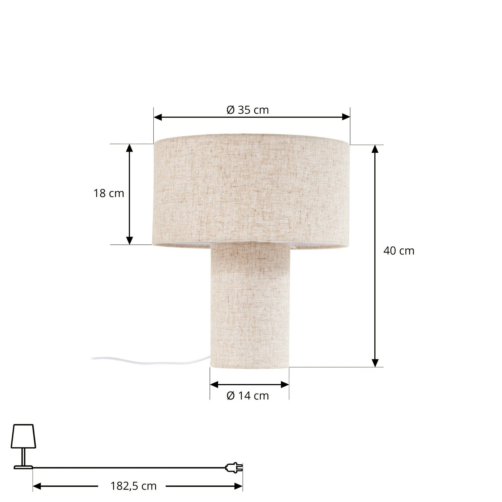 Elfie pöytävalaisin, beige, E27, Ø 35 cm, pellava - Lindby