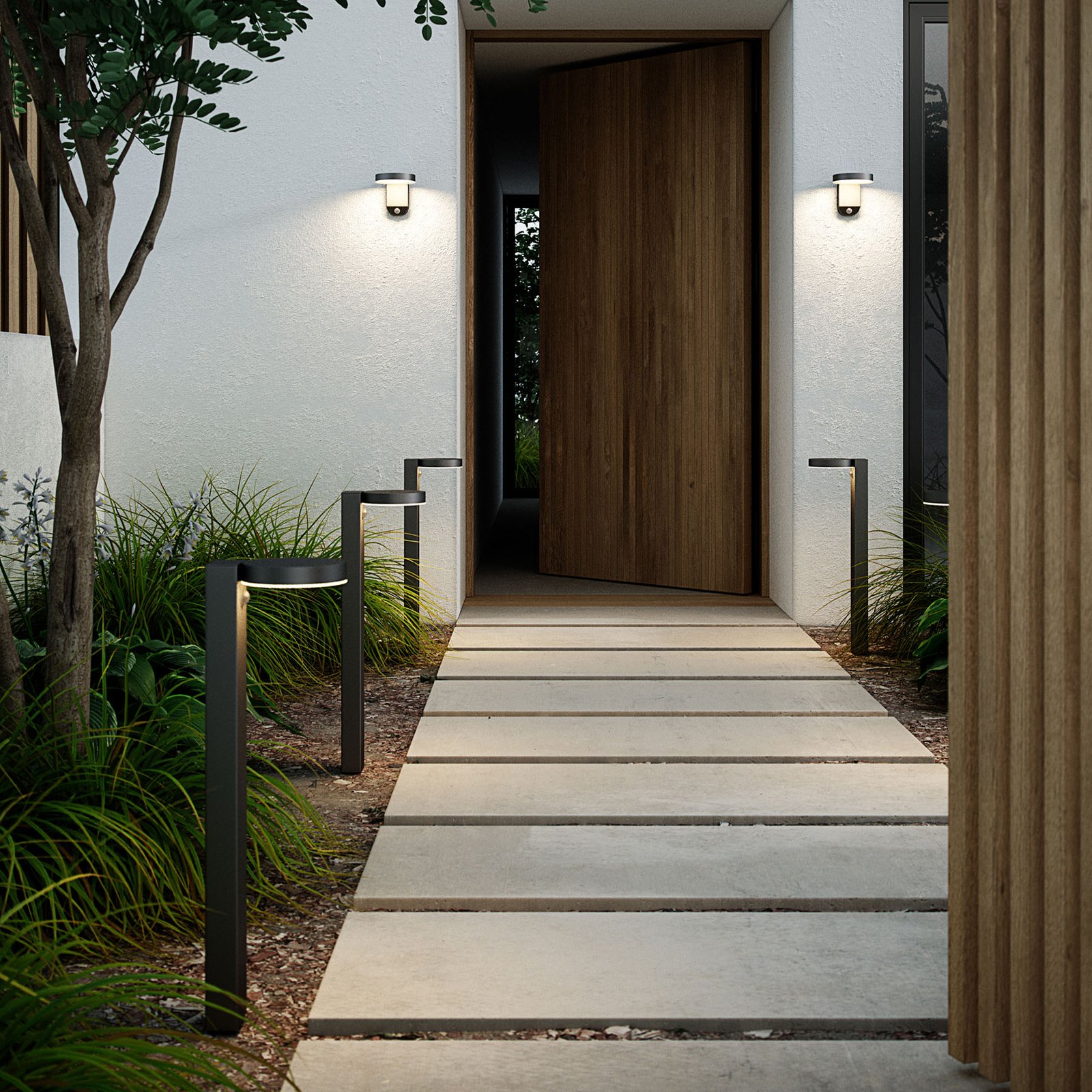 Rica Round LED Solar Aplique de Pared Black - Nordlux