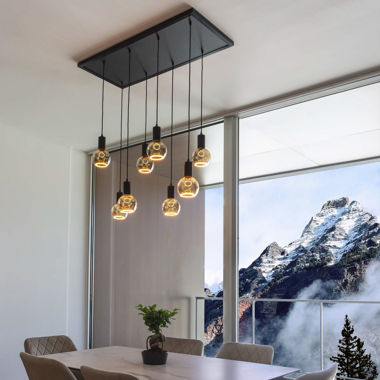 Segula Madox 8X Wave pendant light, black, steel, E27