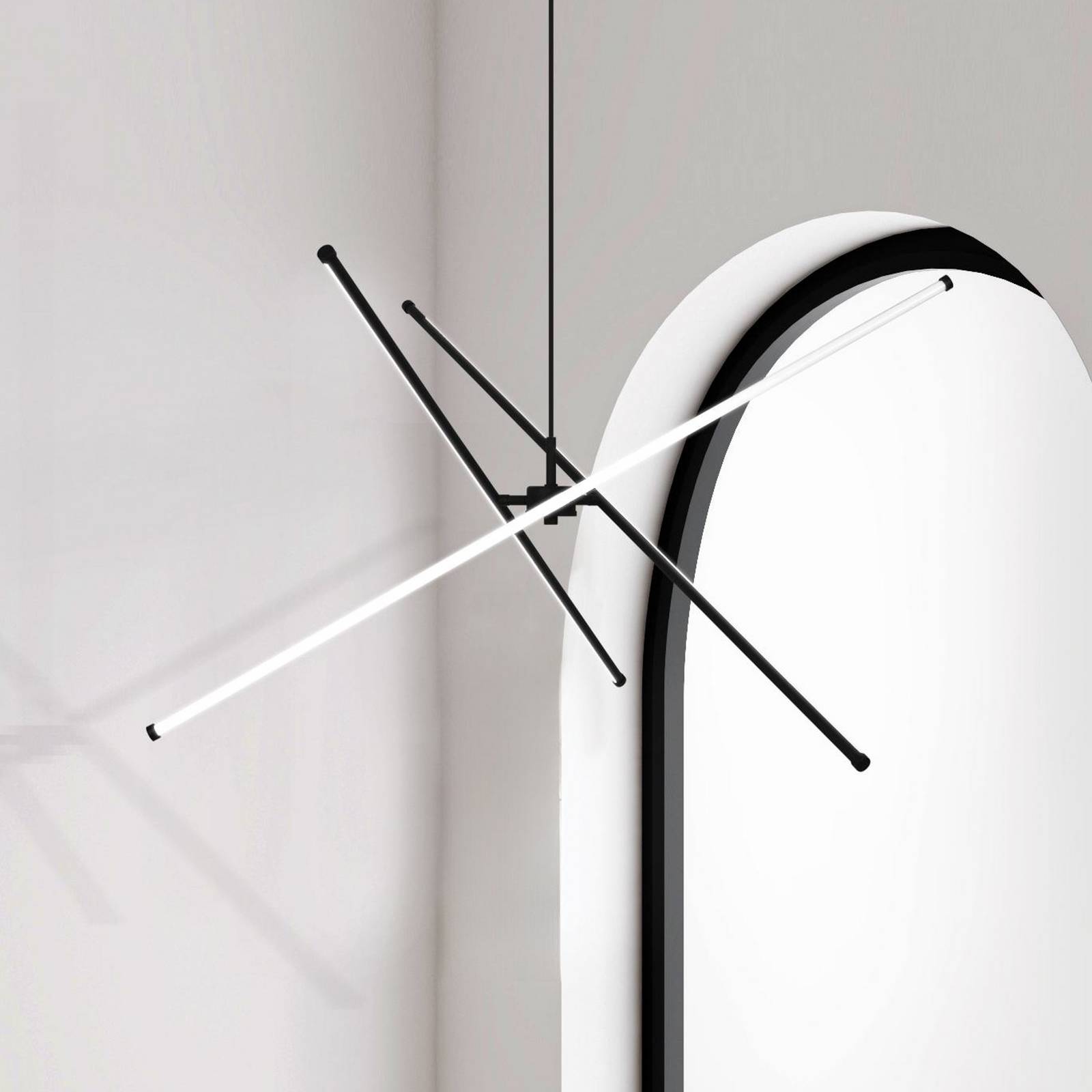 Lampa wisząca LED Sandy, długość 90 cm, czarna, metal