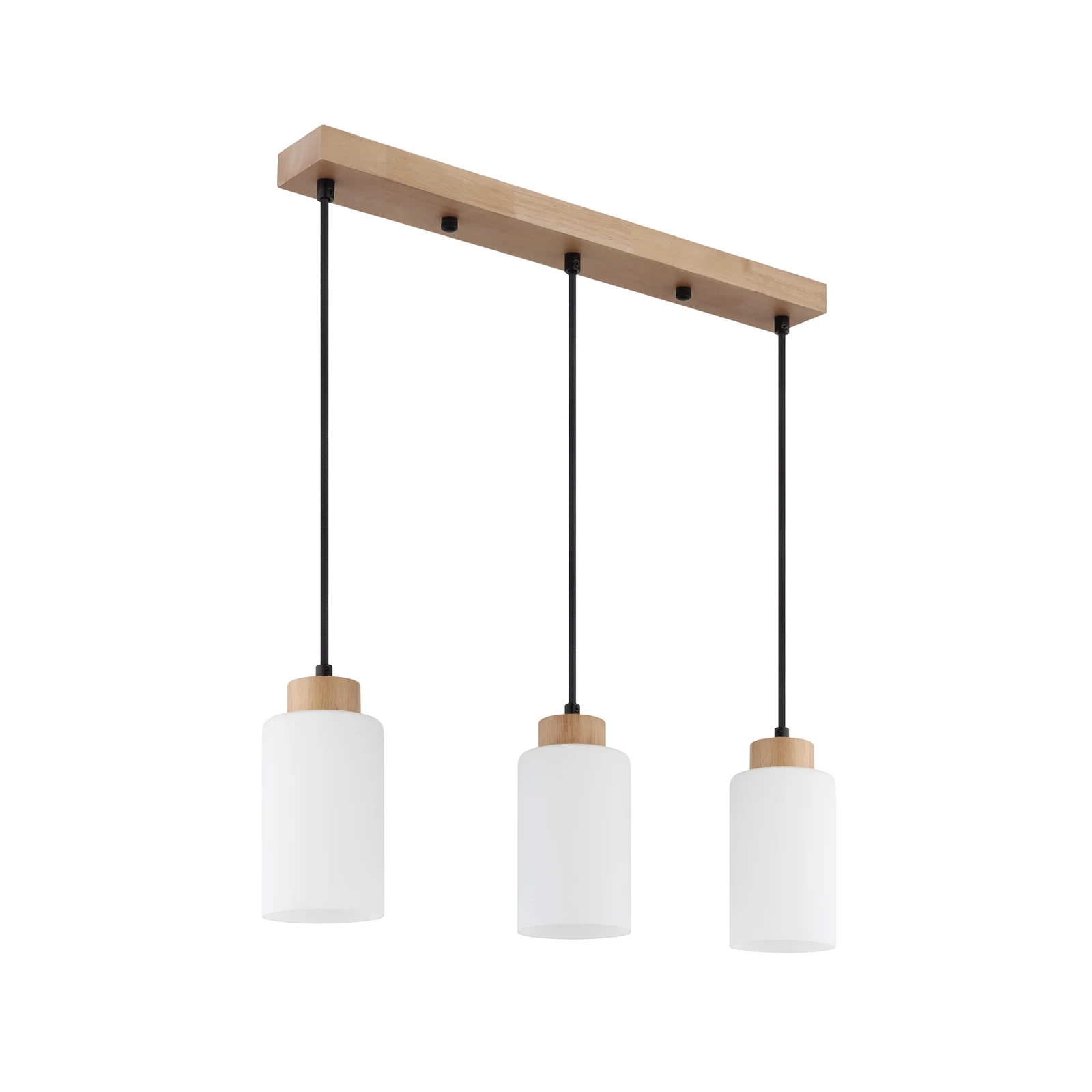 Svodna lampa Rowena, svijetlo drvo/bijela, staklo, za 3 žarulje, E27