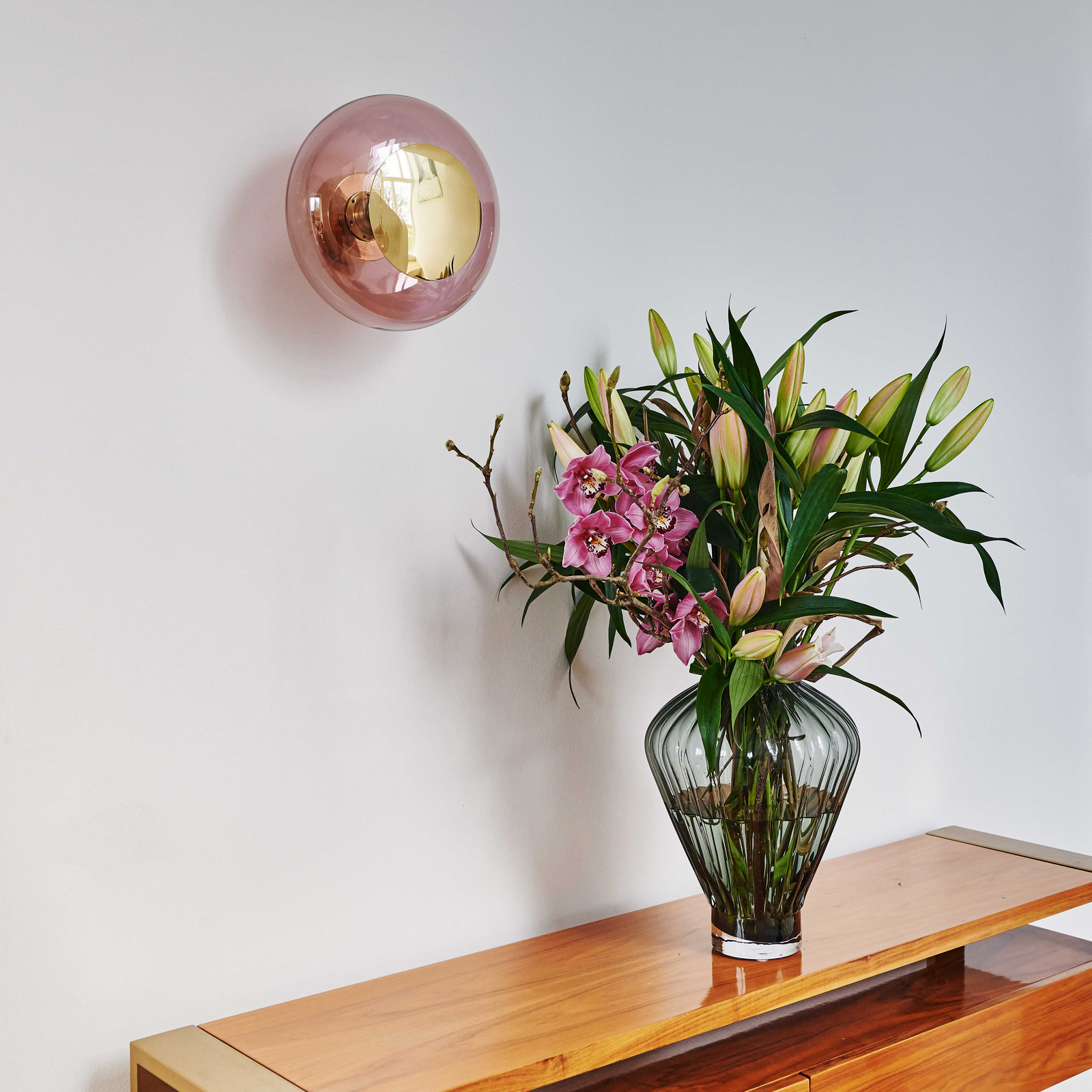 EBB & FLOW seinävalaisin Horizon Surface, ruusukulta, lasi, Ø 29 cm