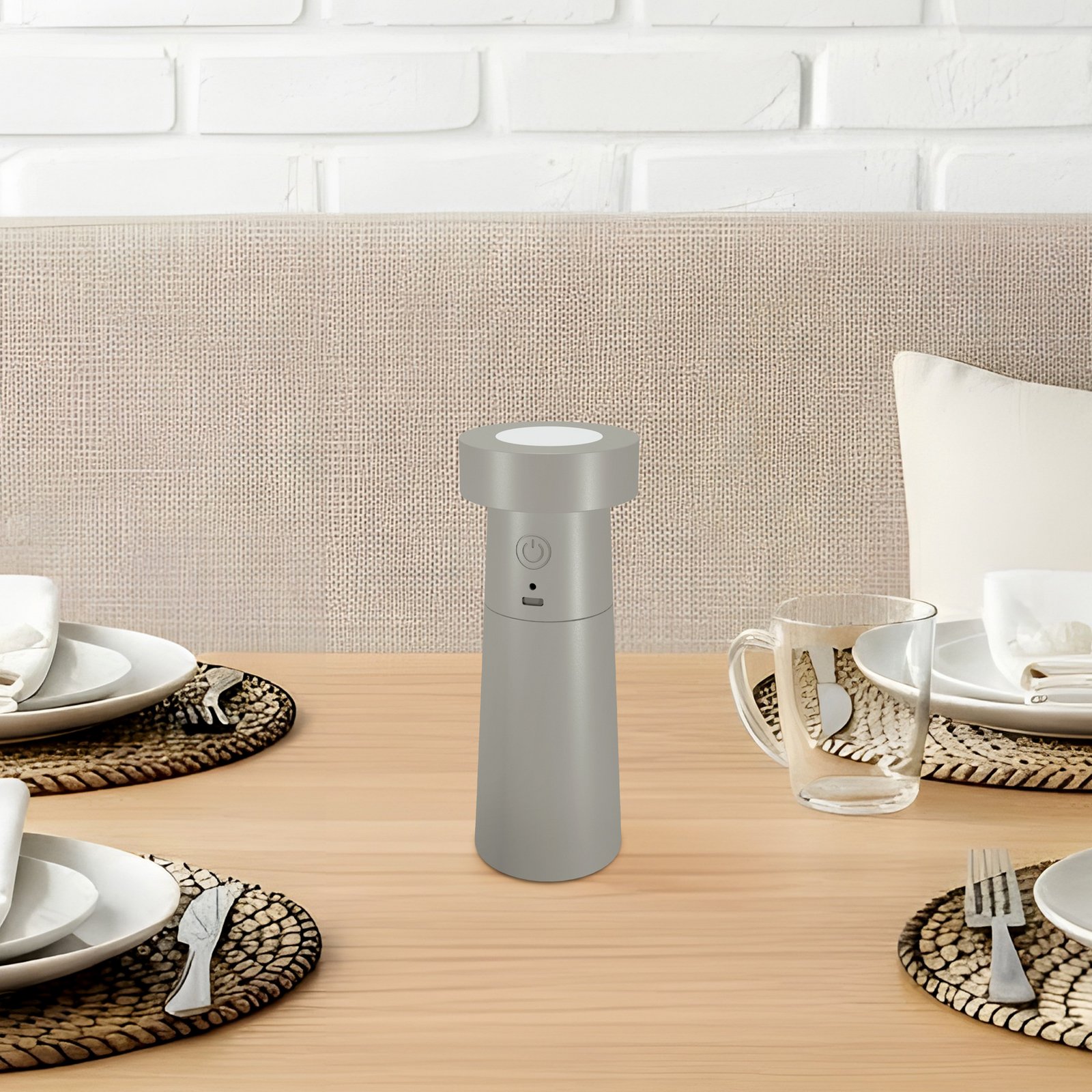 Salt LED salt shaker, light grey, rechargeable battery, IP44 - Lucande Salt LED salt shaker, light grey, rechargeable battery, IP44 - Lucande