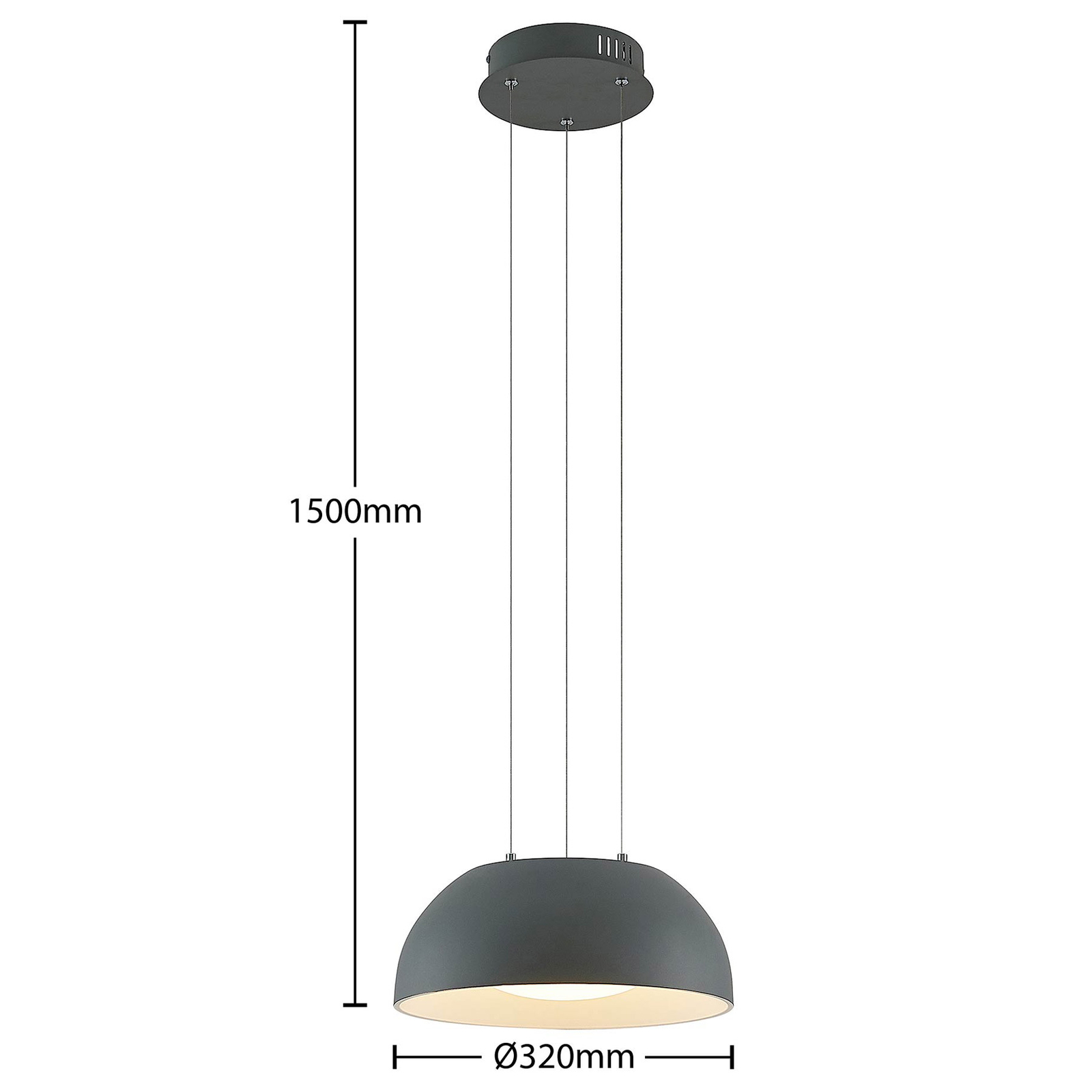 Lindby Juliven LED-hengelampe, grå, 32 cm