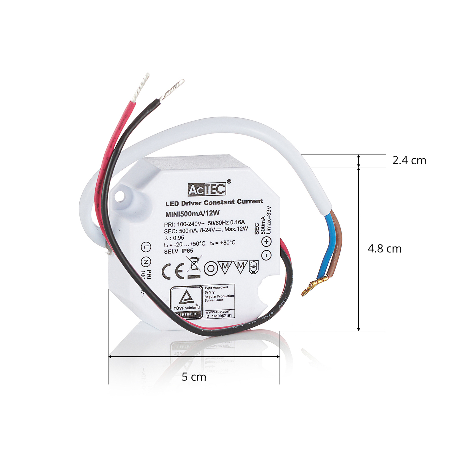 AcTEC Mini sterownik LED CC 500mA, 12W, IP65