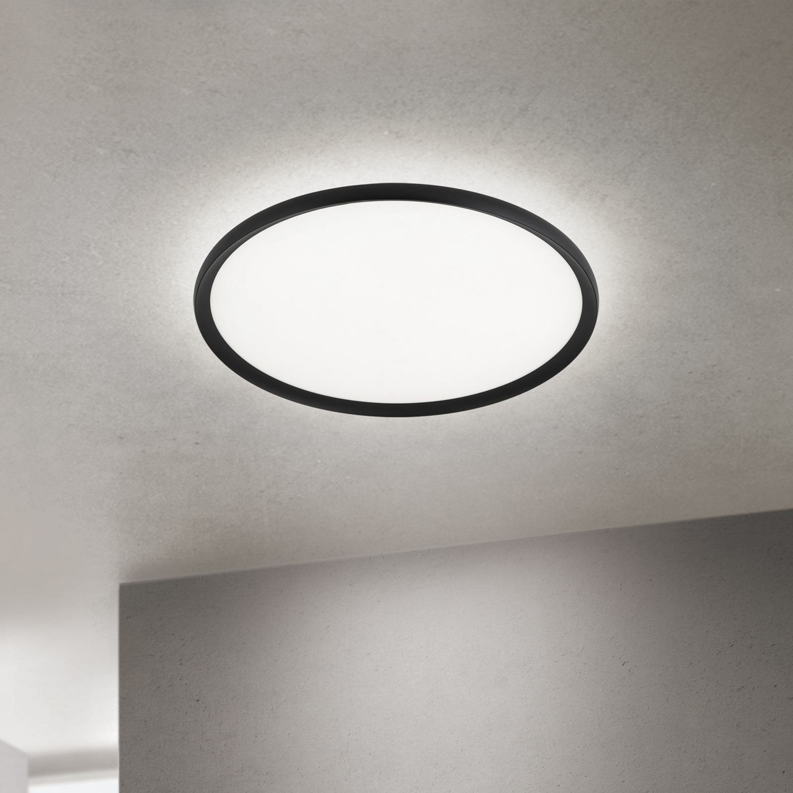 Candeeiro de teto LED Kant, Ø 60 cm preta, CCT metal/plástico