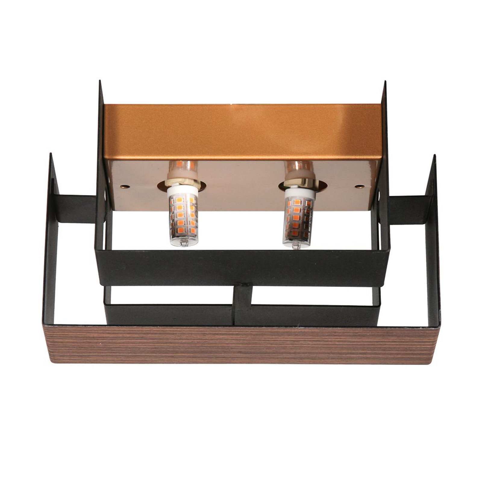 LED wall light Muro 3368, wood look, up/down, G9, 2,700 K
