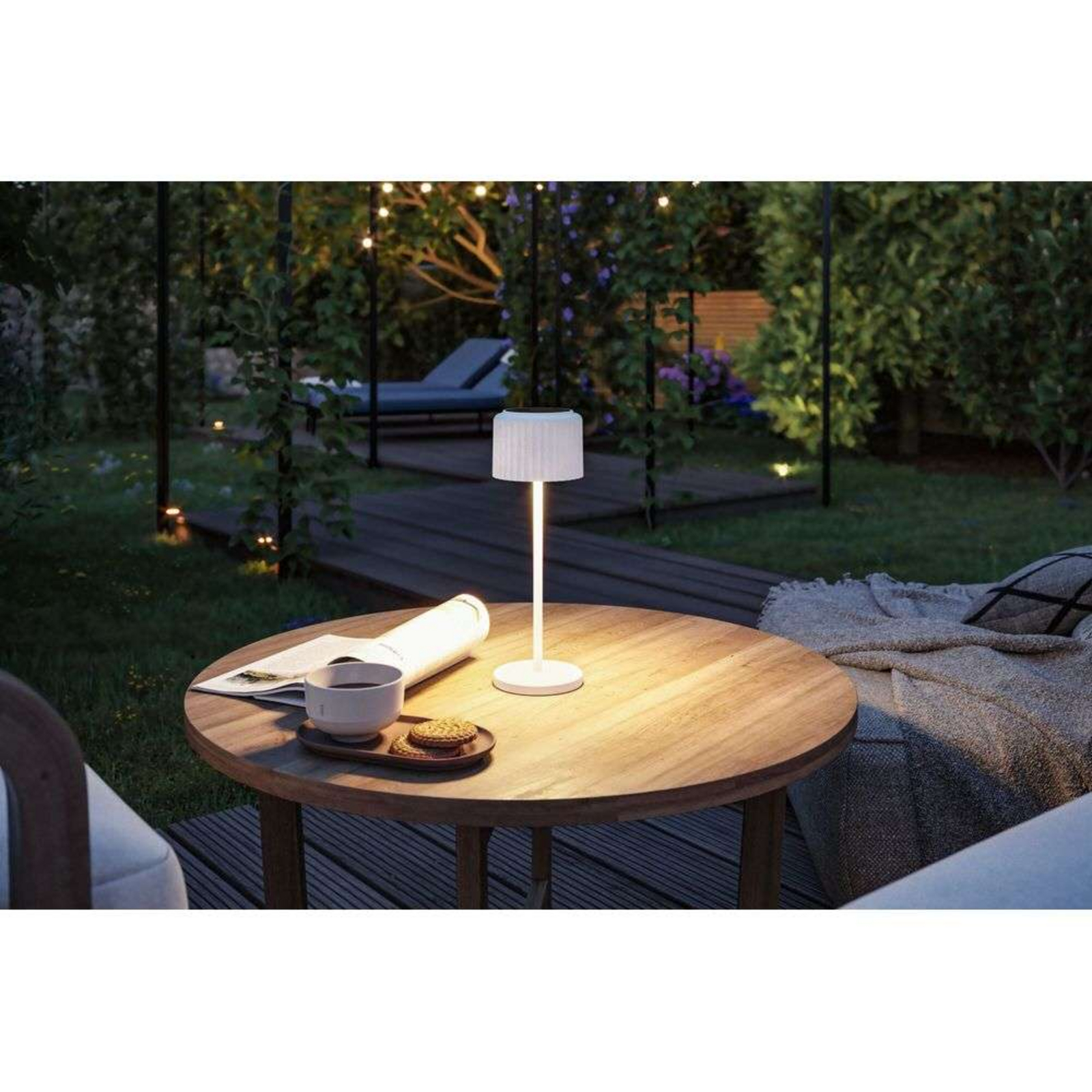 Else Solcelle Bordslampa w/USB-C Dim. IP44 Vit - Paulmann