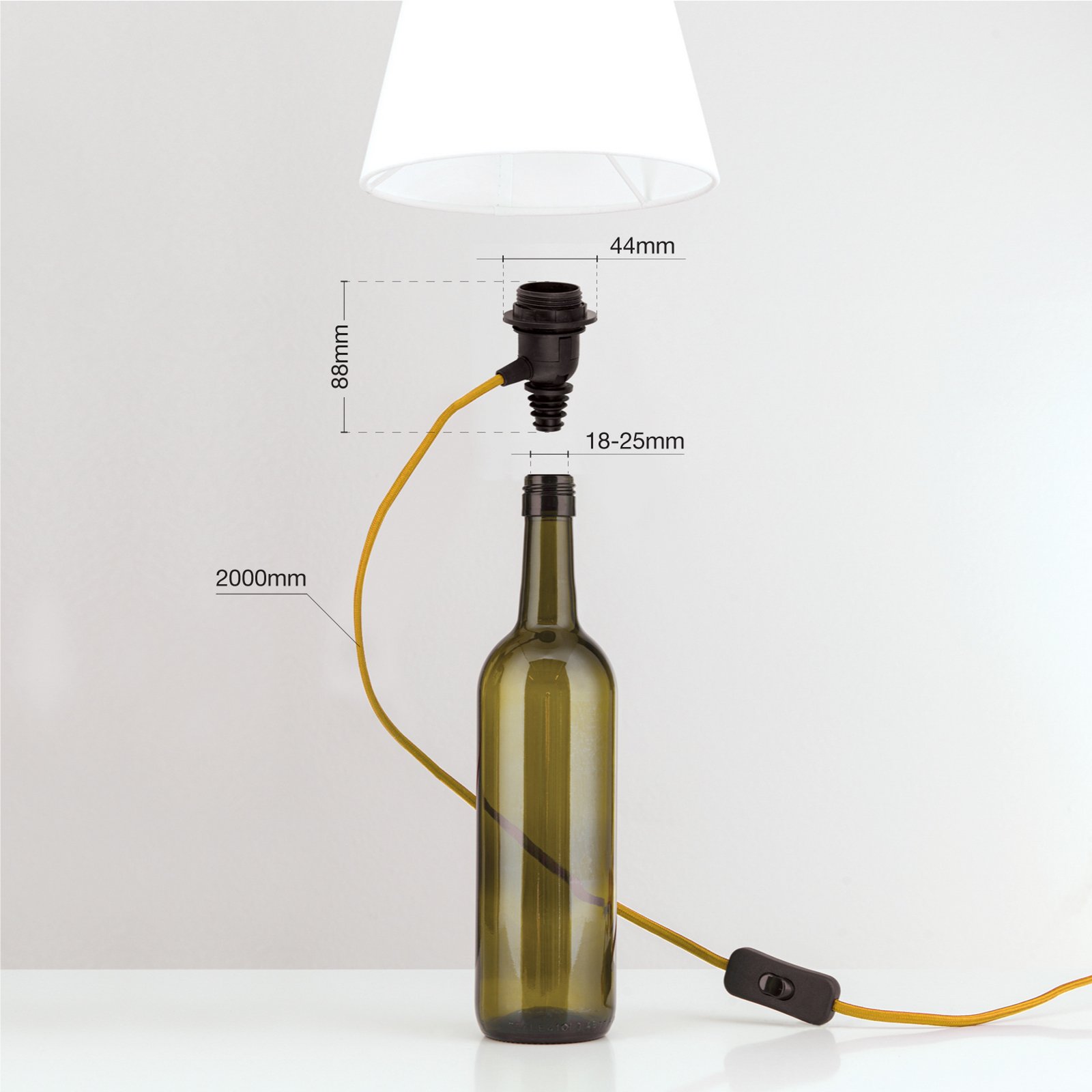 Oprawa żarówki E27 BOTTLE, kabel złoty, długość 200 cm