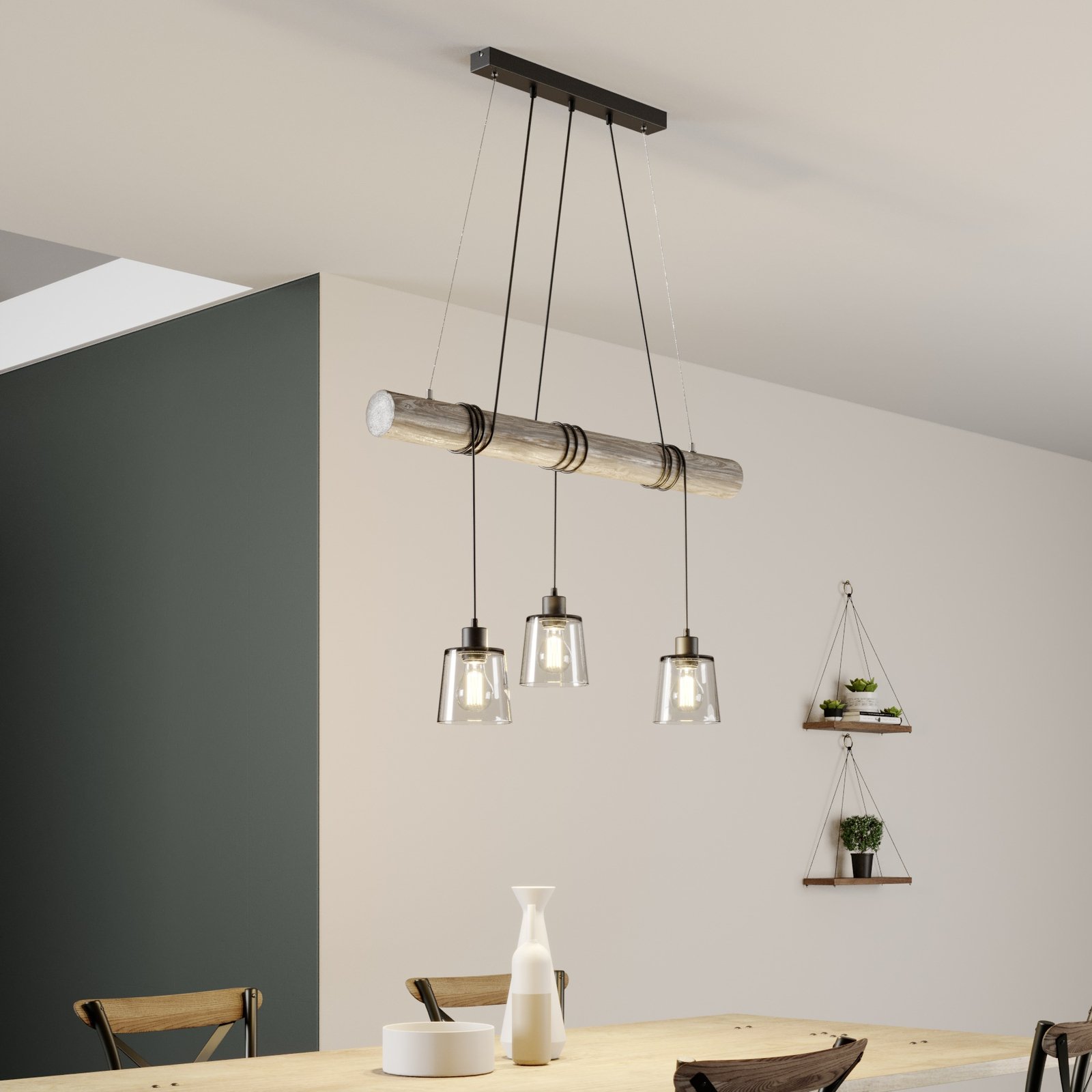 Hanglamp Karrl, 3-lamps, rookgrijs/grijs