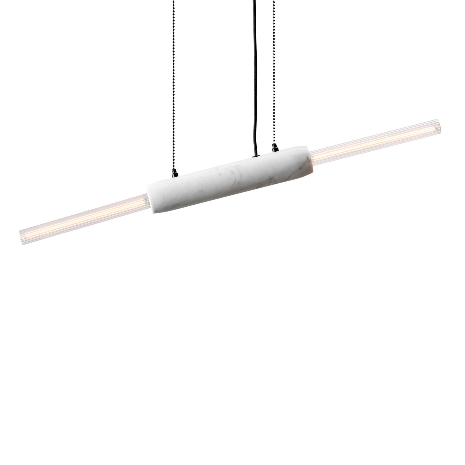 Limbo pendant light, marble, white, 2-bulb, height-adjustable