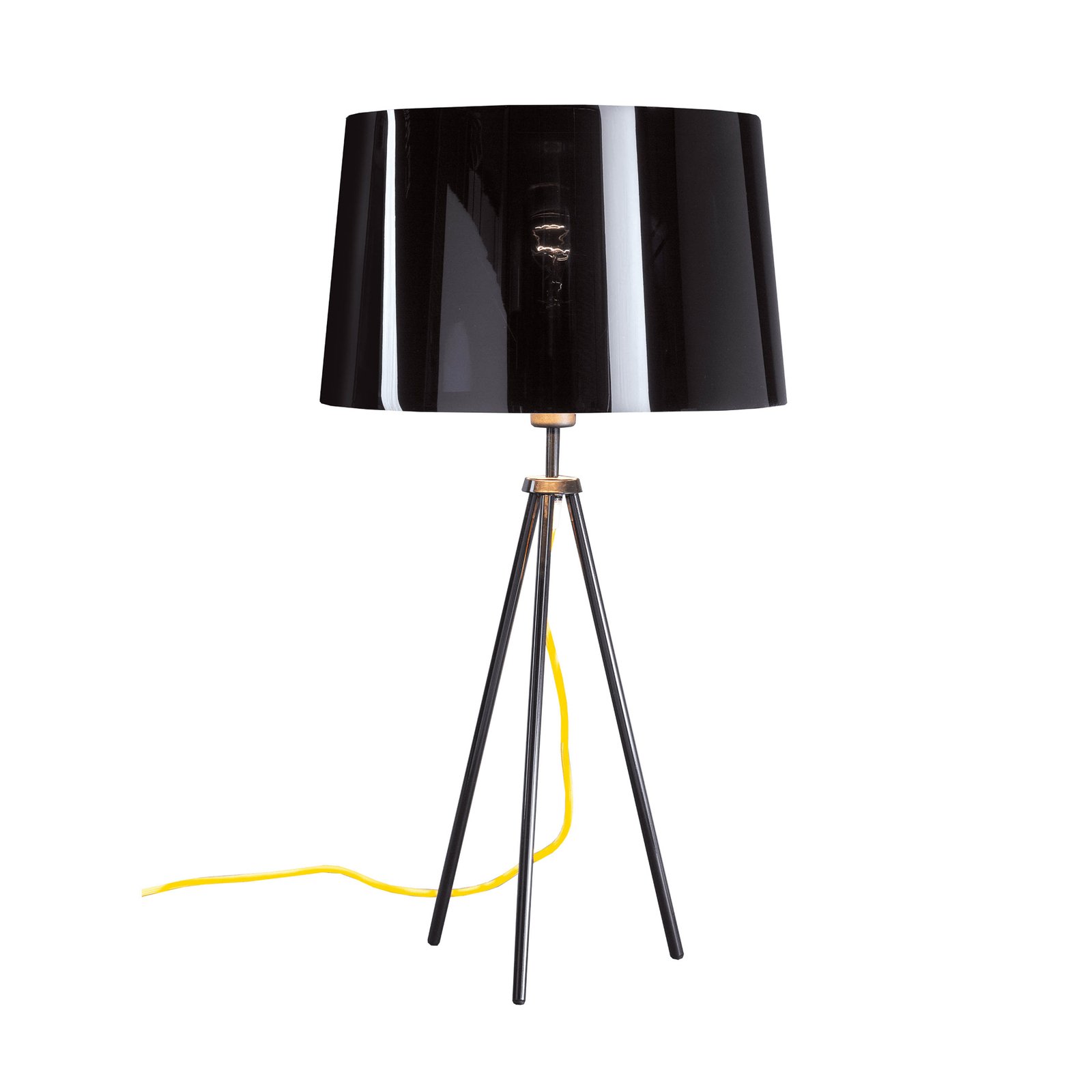 Aluminor Tropic stolová lampa čierna, kábel žltá