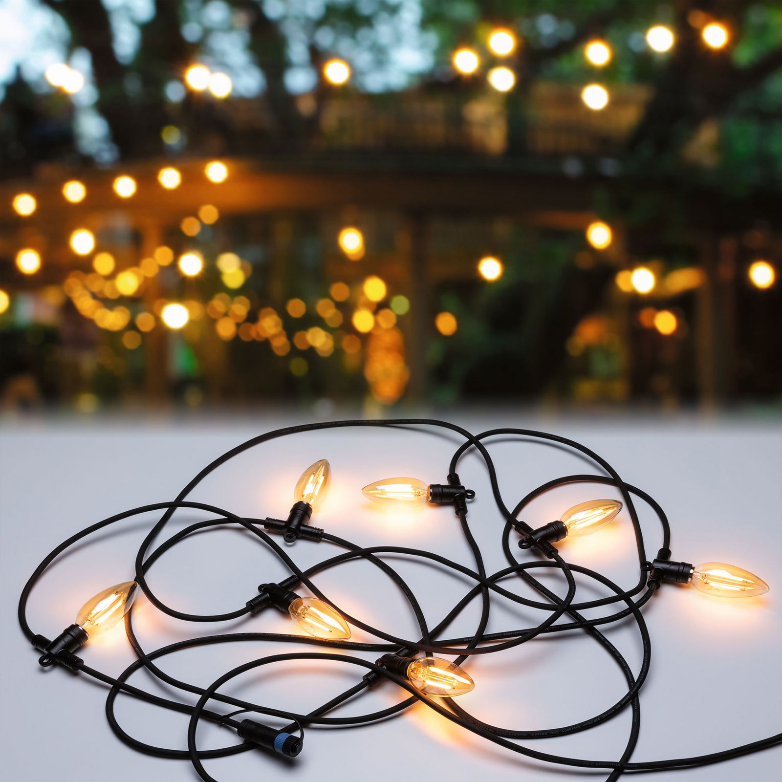 Plug & Shine candle LED string lights 7x2W Lights.co.uk
