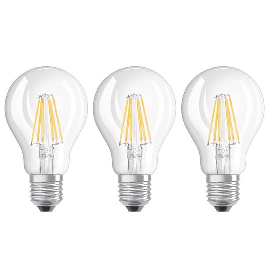 Bec LED filament E27 6W, alb cald, set de 3