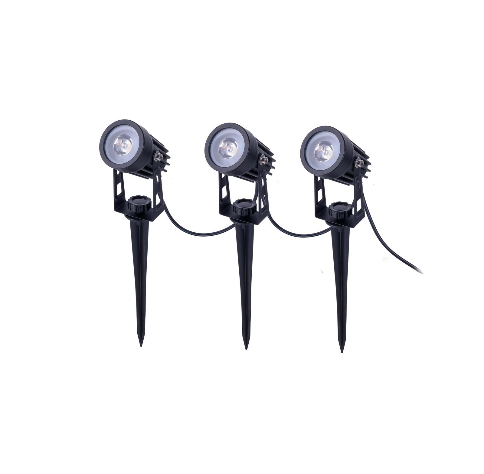 LED solar ground spike light SPOTI, black, set of 3, IP44