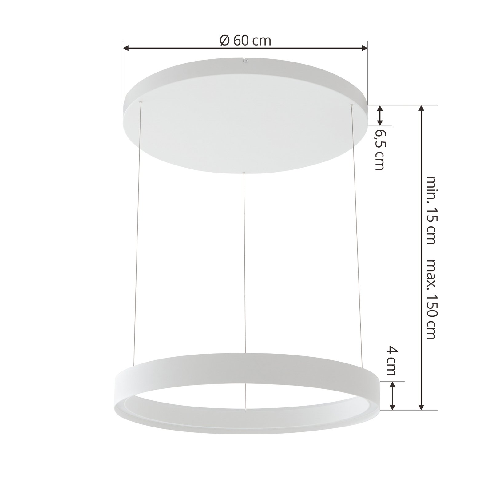 Lucande Suspension LED Philine, 60 cm, blanc, fer