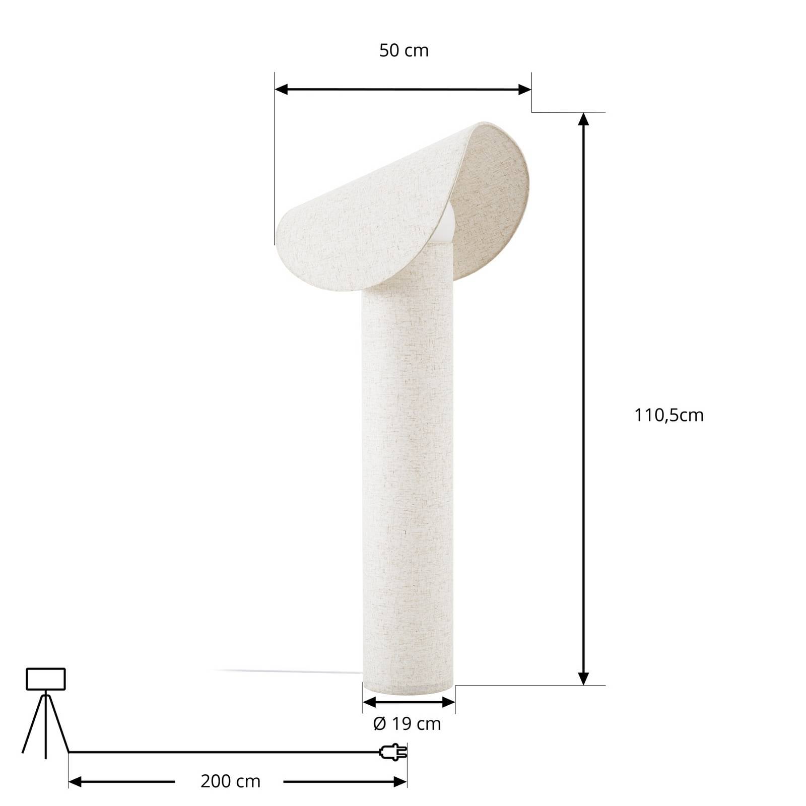 Lampa stojąca LED Lucande Tamani, beżowa, 100 cm, funkcja „ściemniana do