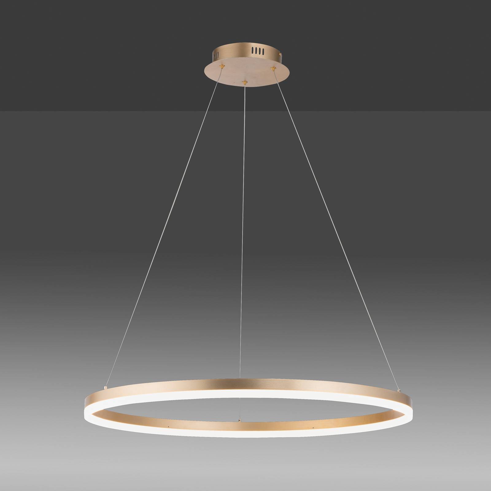 Paul Neuhaus Suspension LED Titus, ronde, Ø 80 cm, laiton mat