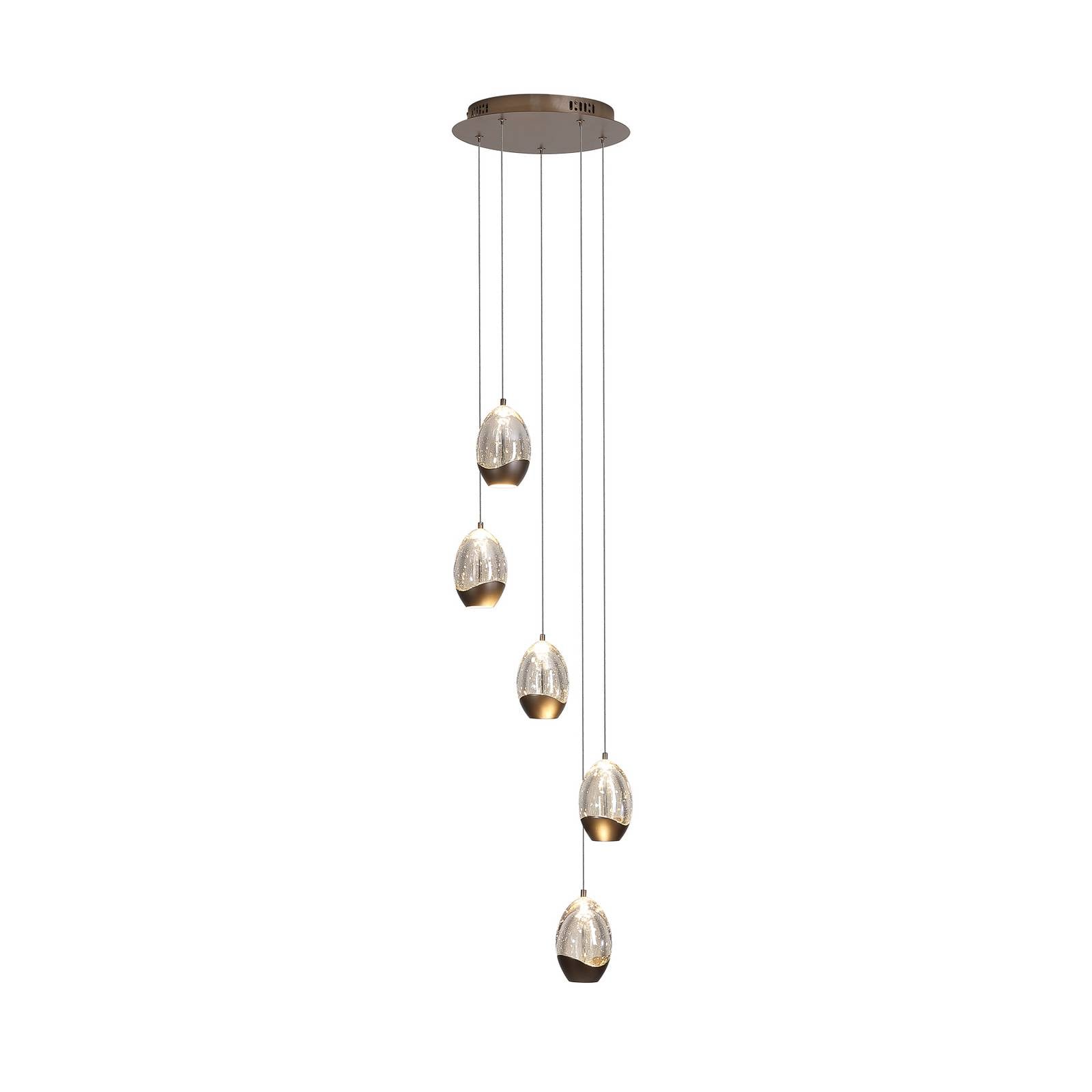 LED-Hängelampe Seeds, Ø 30 cm, cremefarben, Glas, 5-flg.