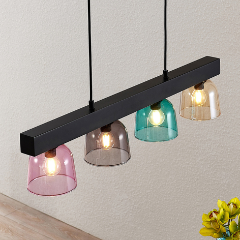 Lindby Watan-pendellampe med fargerike glass