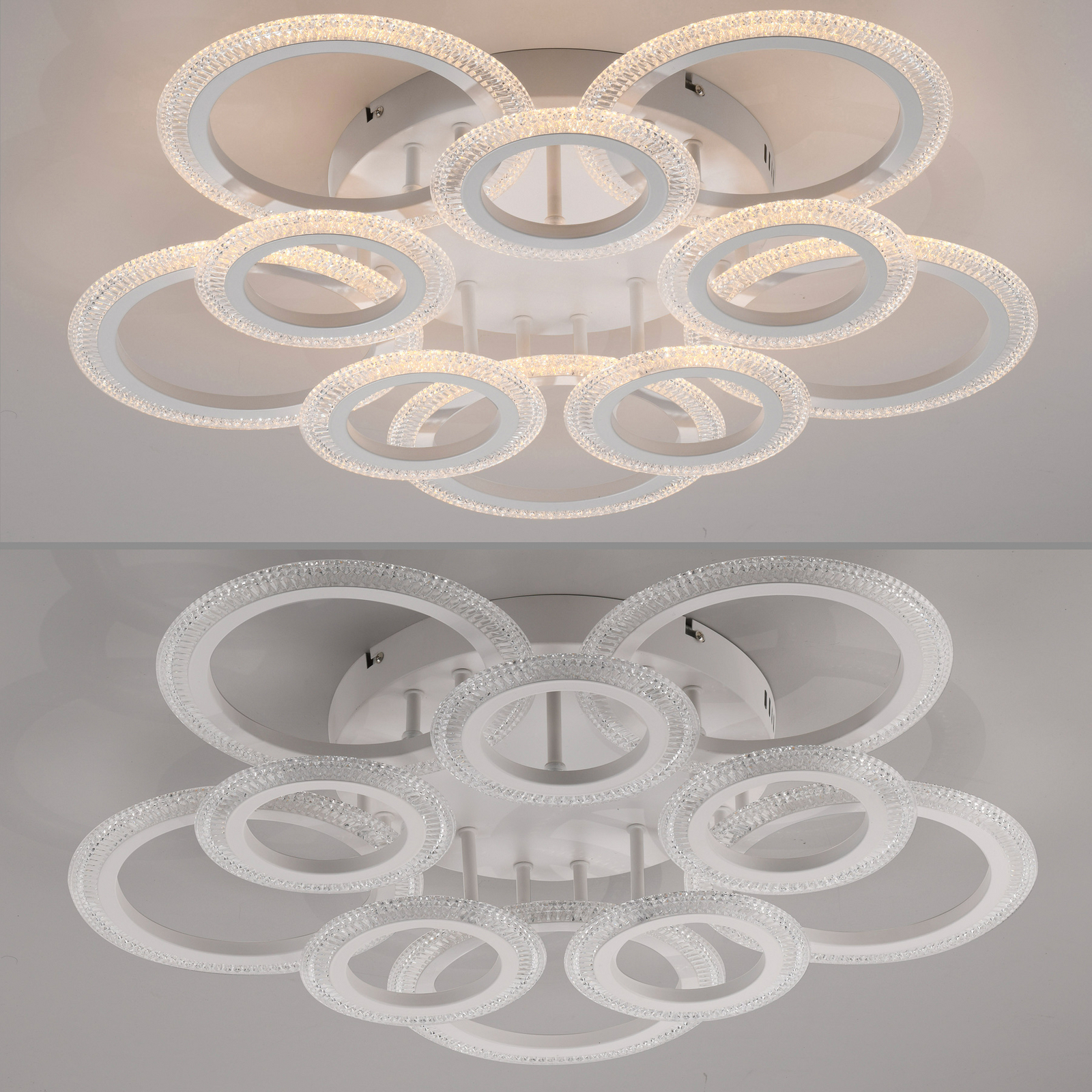 Crystallo LED ceiling light, round, white, iron, 3,000 K