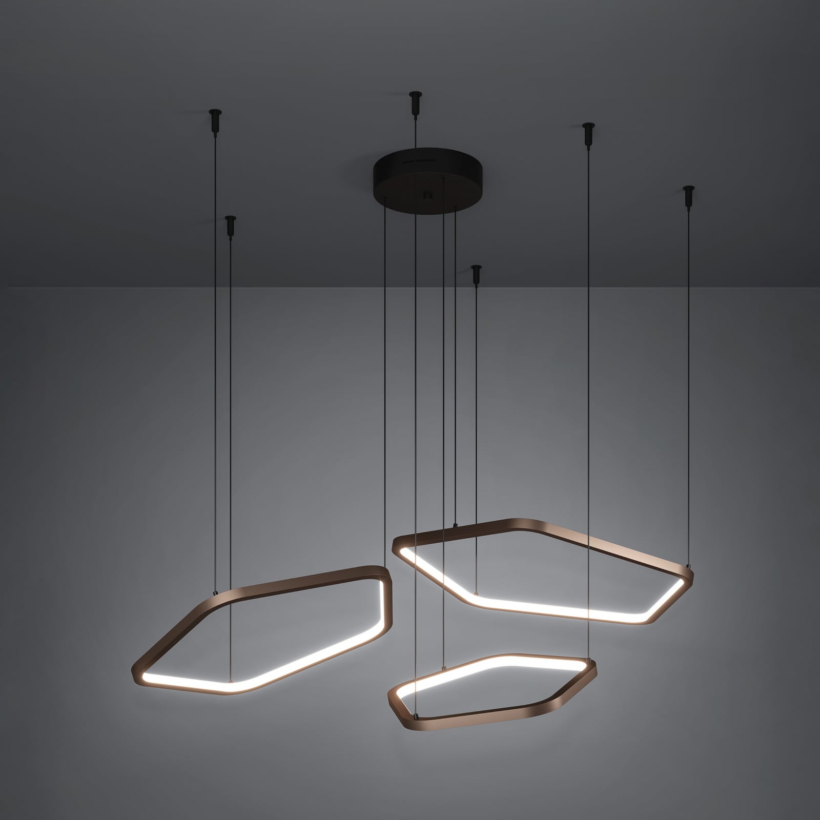 Suspension LED Estrella, bronze, à 3 lampes, CCT - Stars of Light