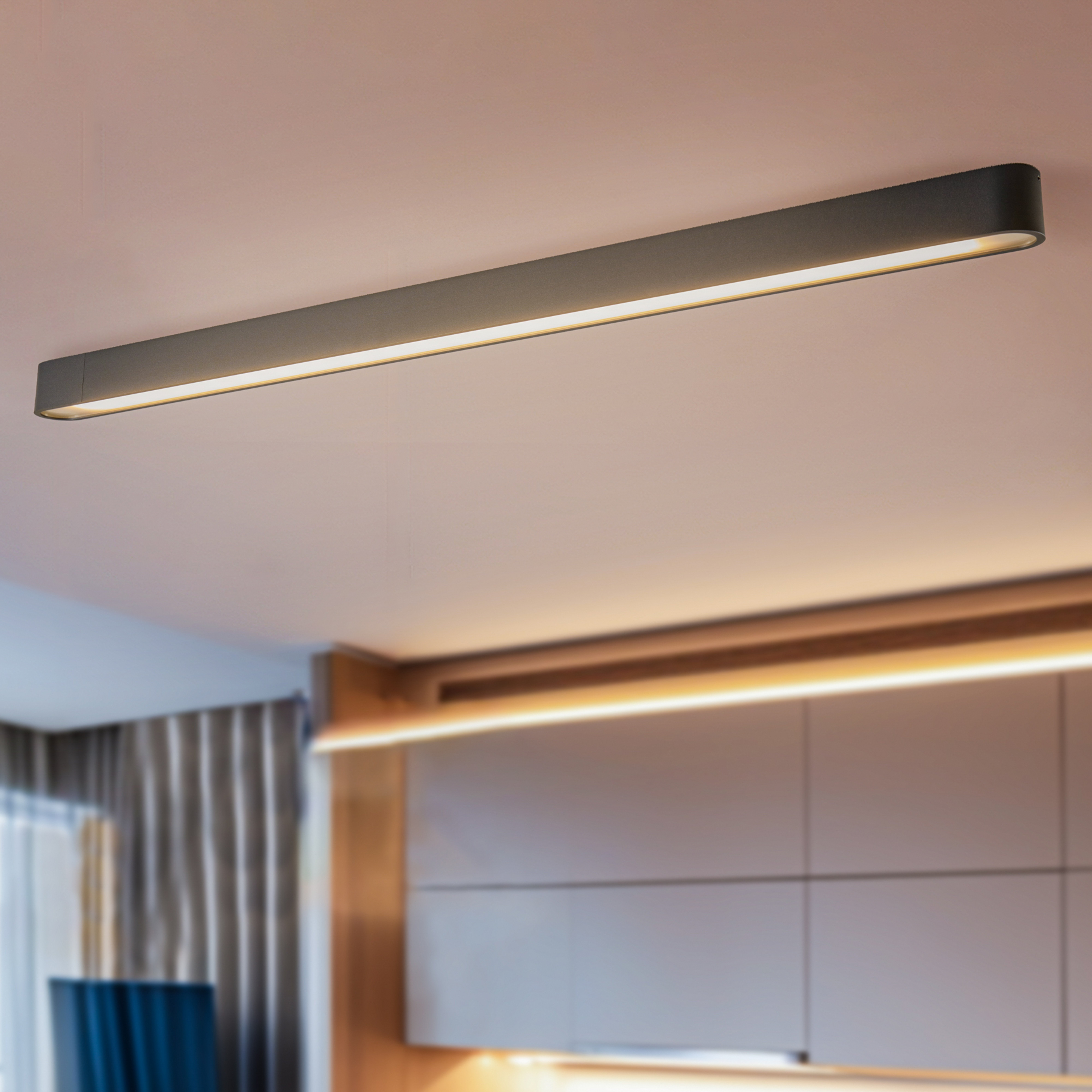 Griestu lampa Soft, 125 x 6 cm, grafīts, alumīnijs, G13