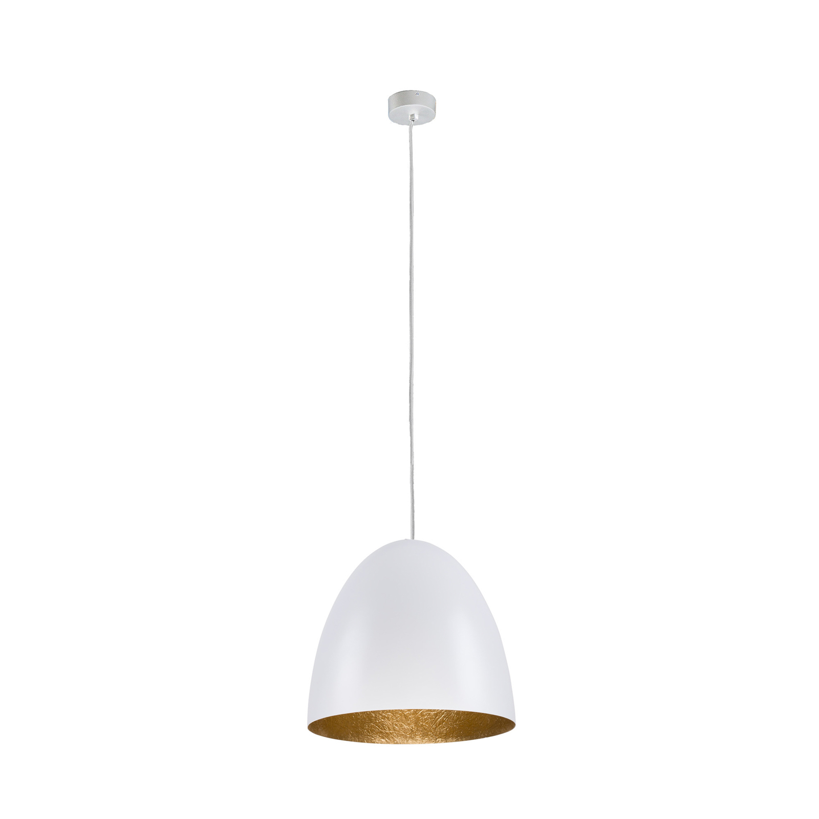 Pendellampe Egg M av metall, hvit