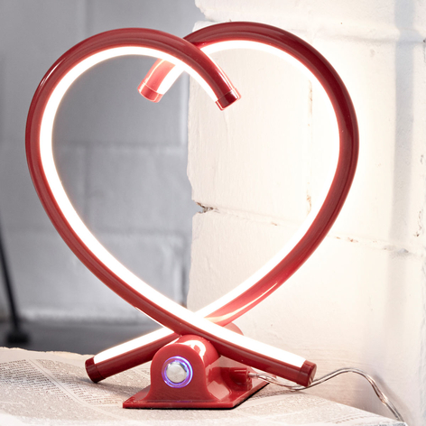 Herzförmige LED-Tischlampe Valentin in Rot