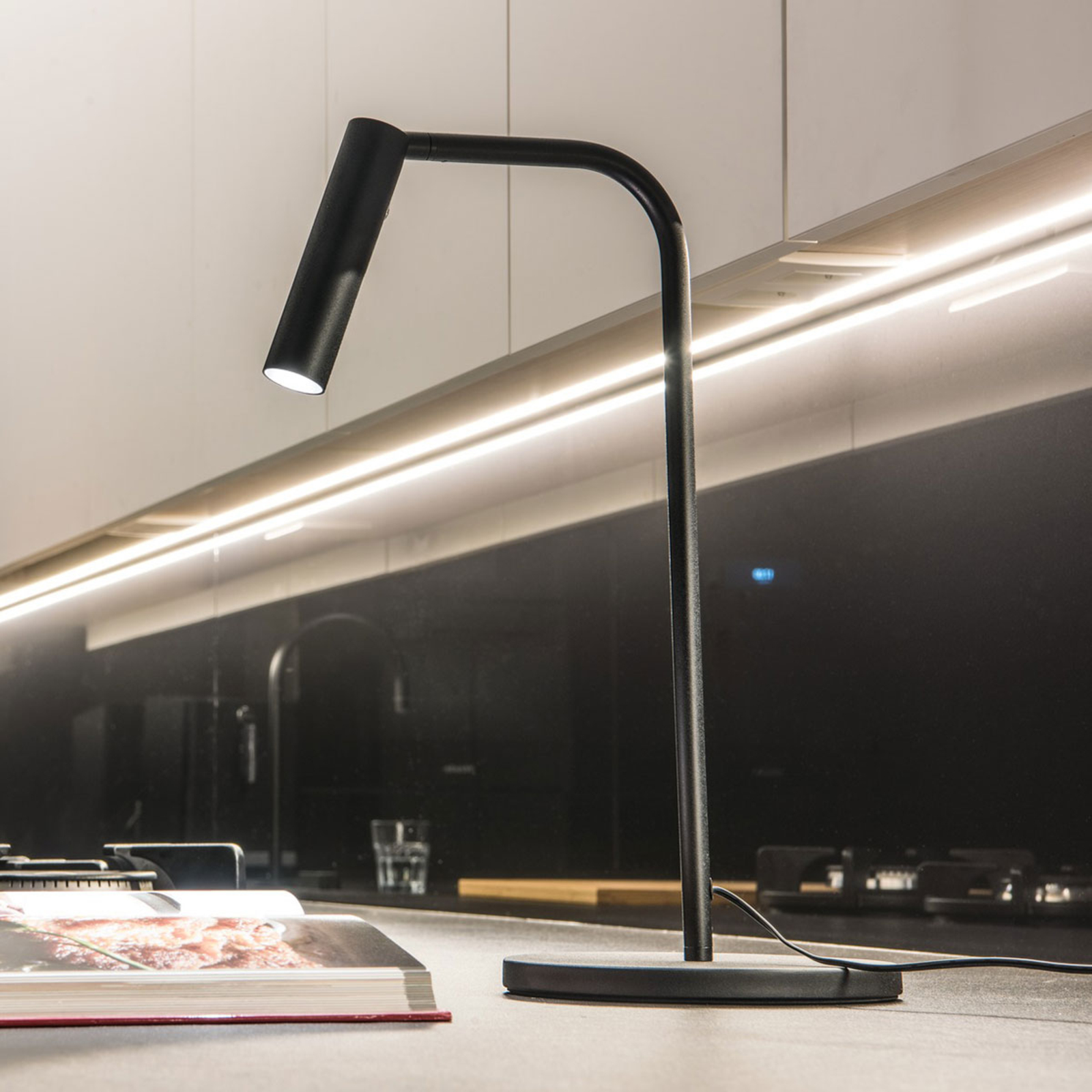 SLV Karpo LED table lamp, with dimmer, black, for Workroom / Office, aluminium, 6.5 W, energy efficiency: A+, W: 16 cm, H: 39.3 cm