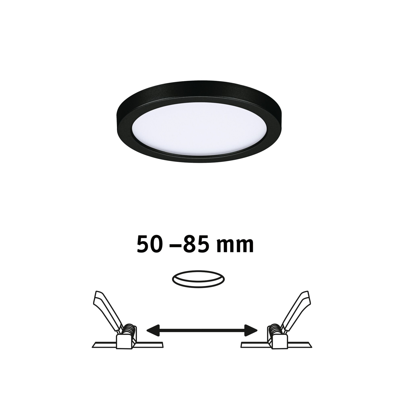 Paulmann Areo Panneau LED rond noir 4000K Ø11,8cm
