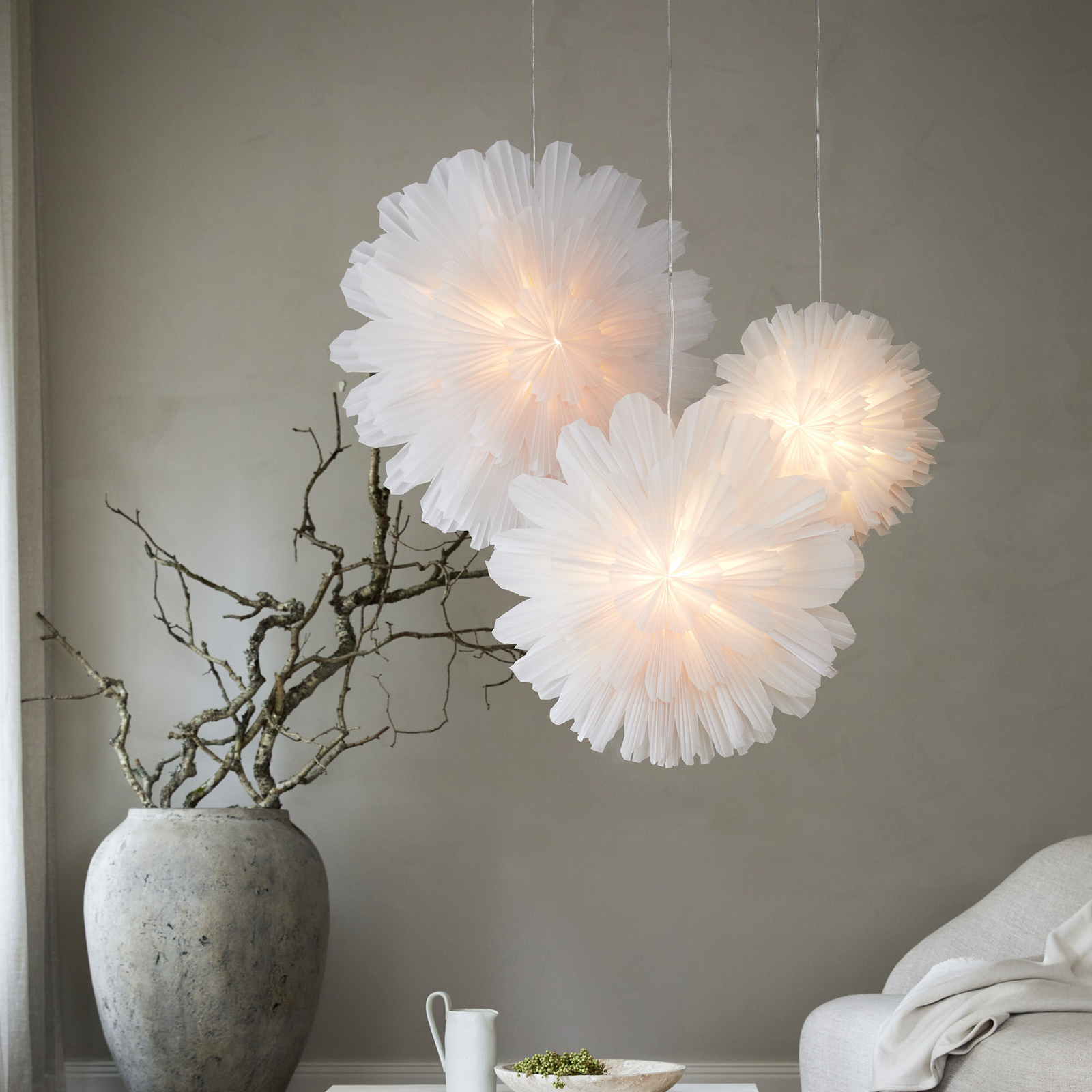 Snöblomma Estrela de papel, branca, Ø68 cm, em forma de flor - Watt & Veke