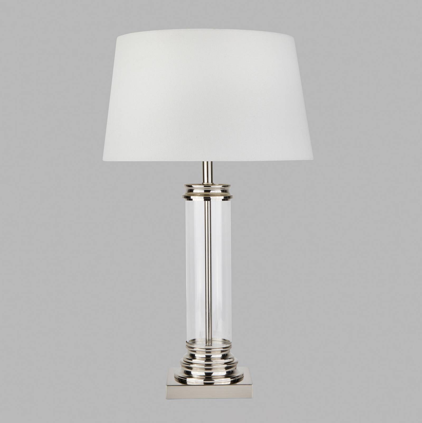 lámpa Pedestal, ezüst, krém színű ernyővel