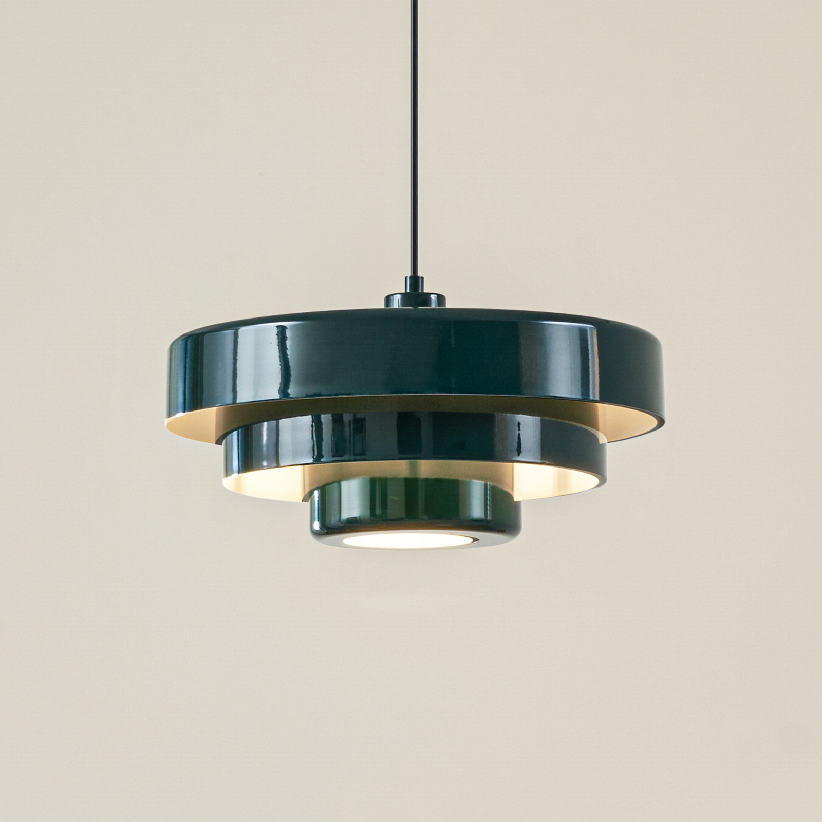 Lindby piekaramā lampa Tivra, zaļa, Ø 35 cm, metāls, E27