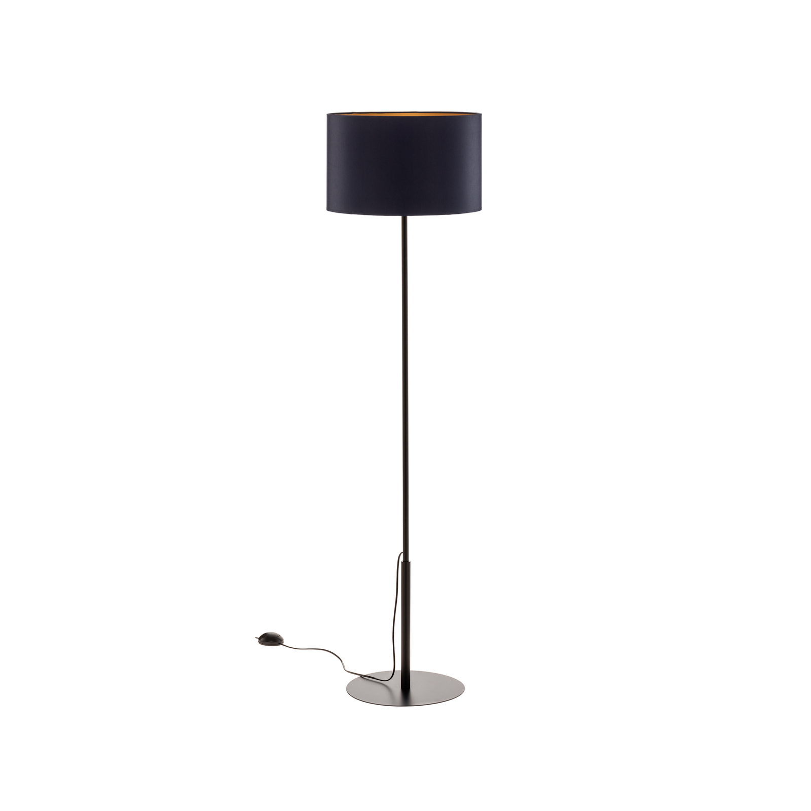 Lampadaire Soho, cylindrique, droit, bleu/doré