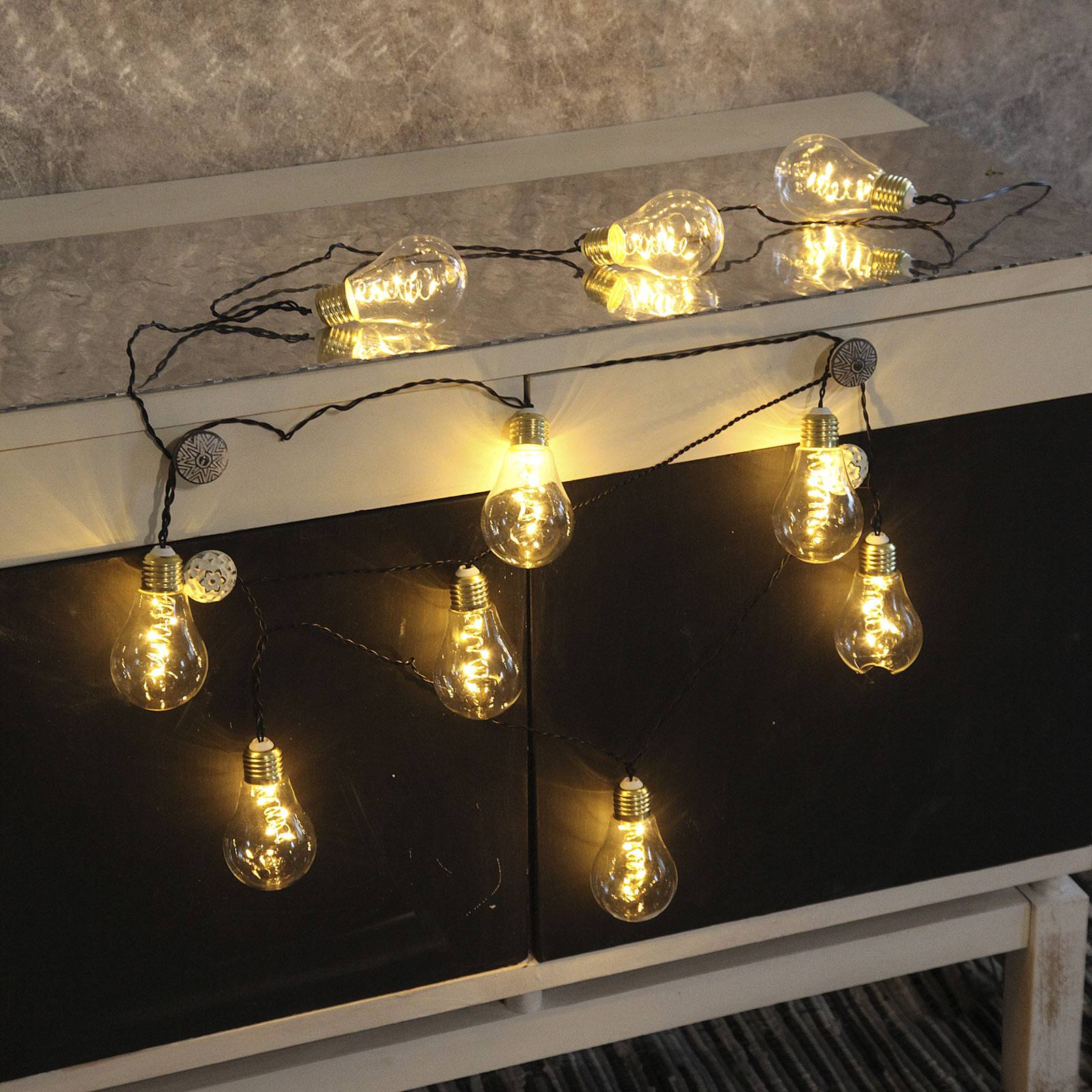 LED-Lichterkette Glow, Glas, weiß