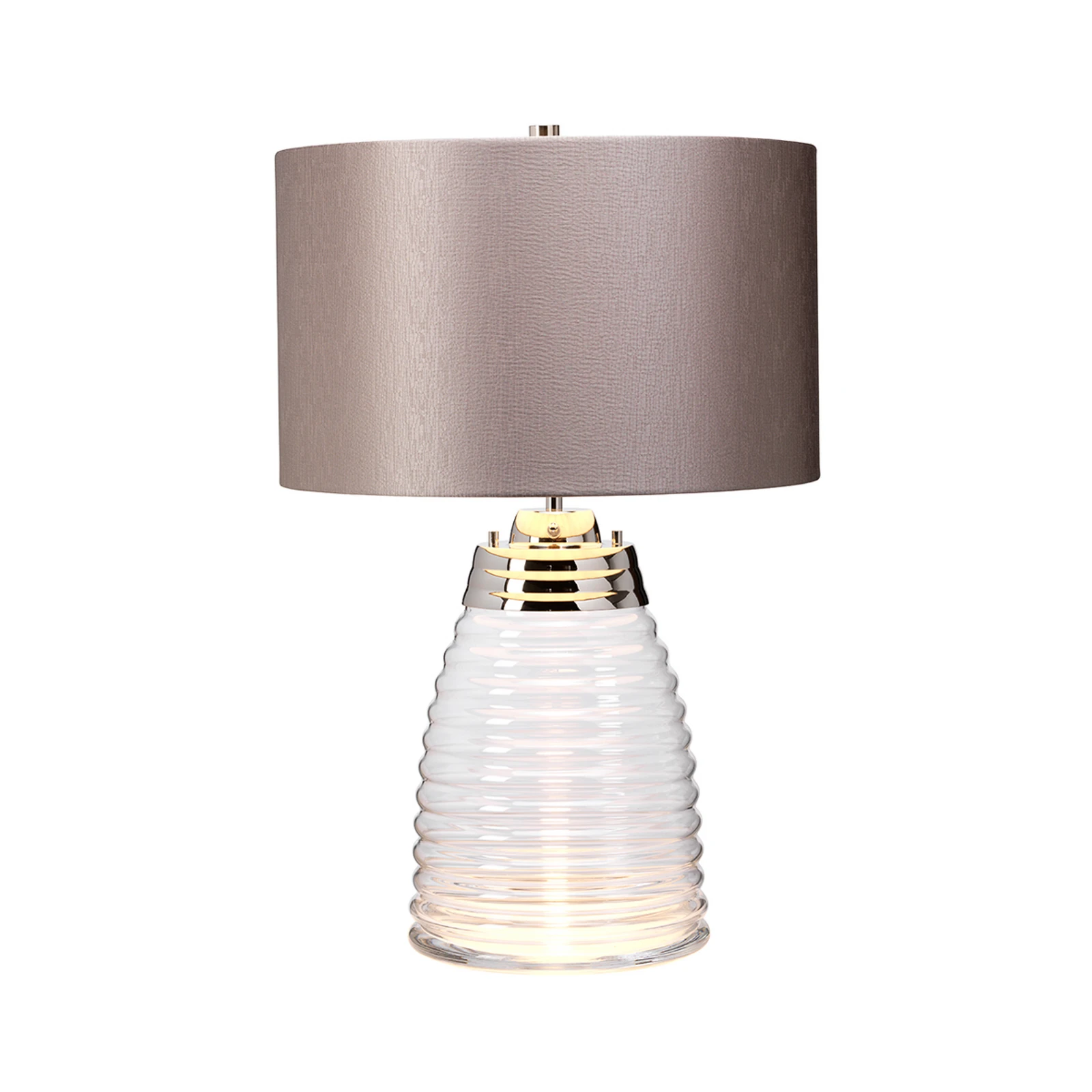 Stolová lampa Milne podstavec sklo tienidlo sivá