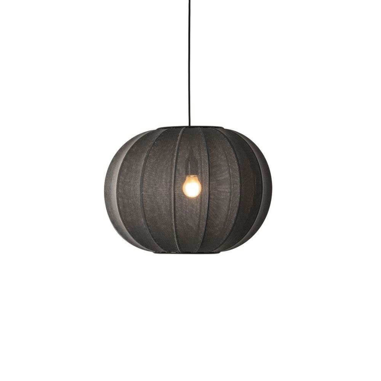 Knit-Wit 45 Round LED Pendel Black Made By Hand - Soveværelse - Stof / tekstil