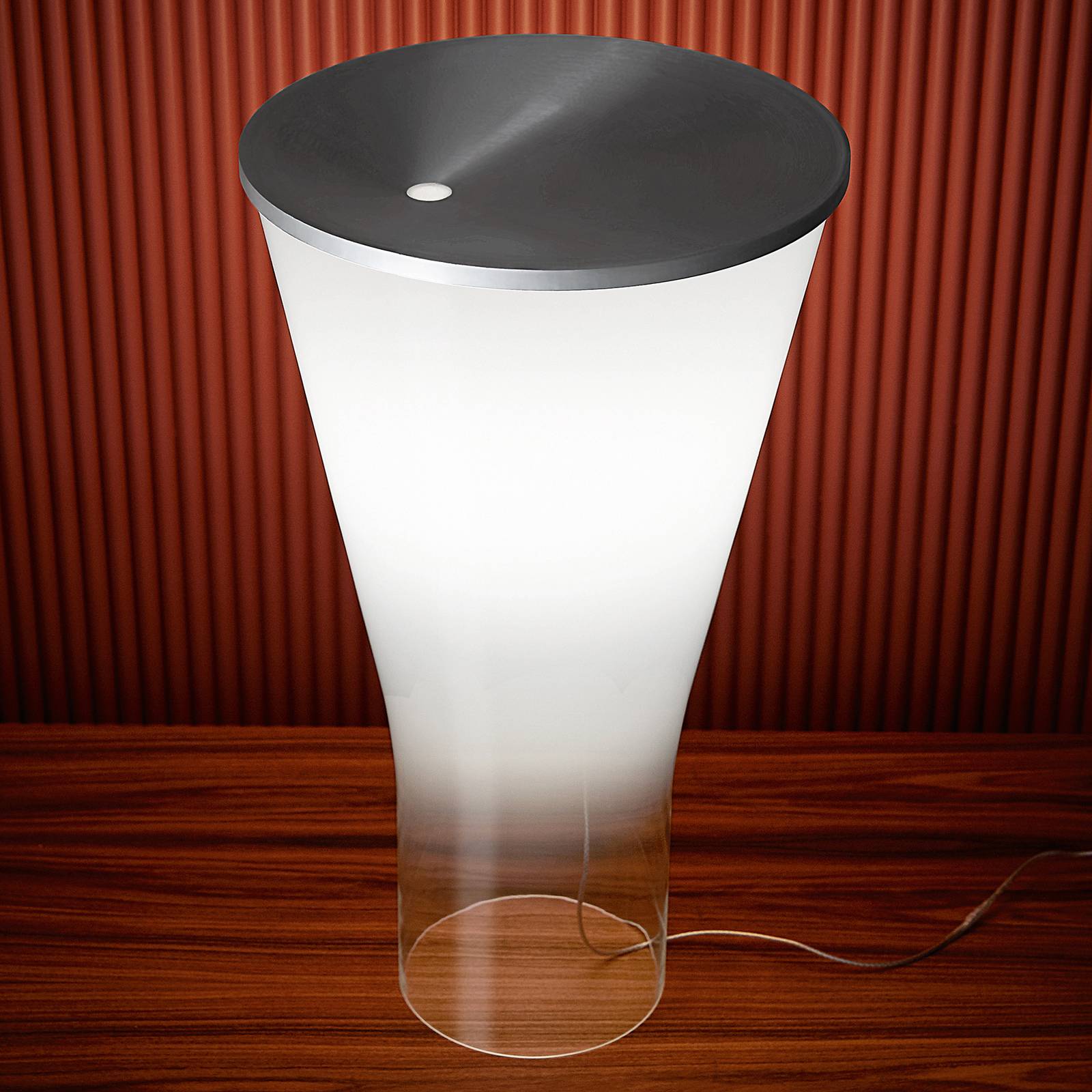 FOSCARINI Foscarini Soffio LED table lamp, for Living / Dining Room, handblown glass, plastic, aluminium, 13.8 W, energy efficiency: A++, H: 50 cm